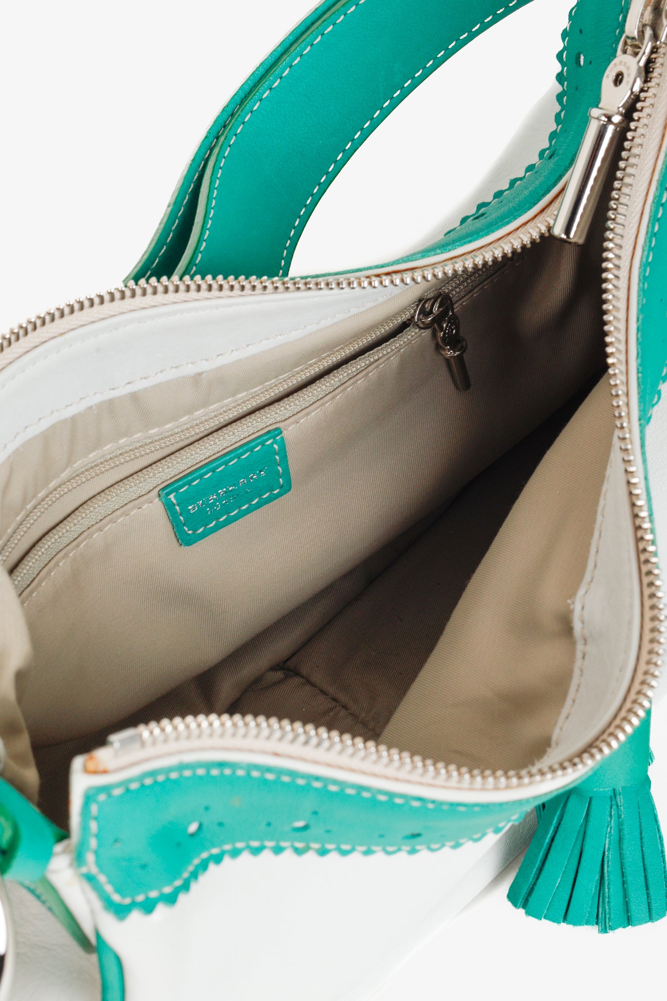 Burberry Shades of Green Vintage Brogue Hobo Shoulder Bag