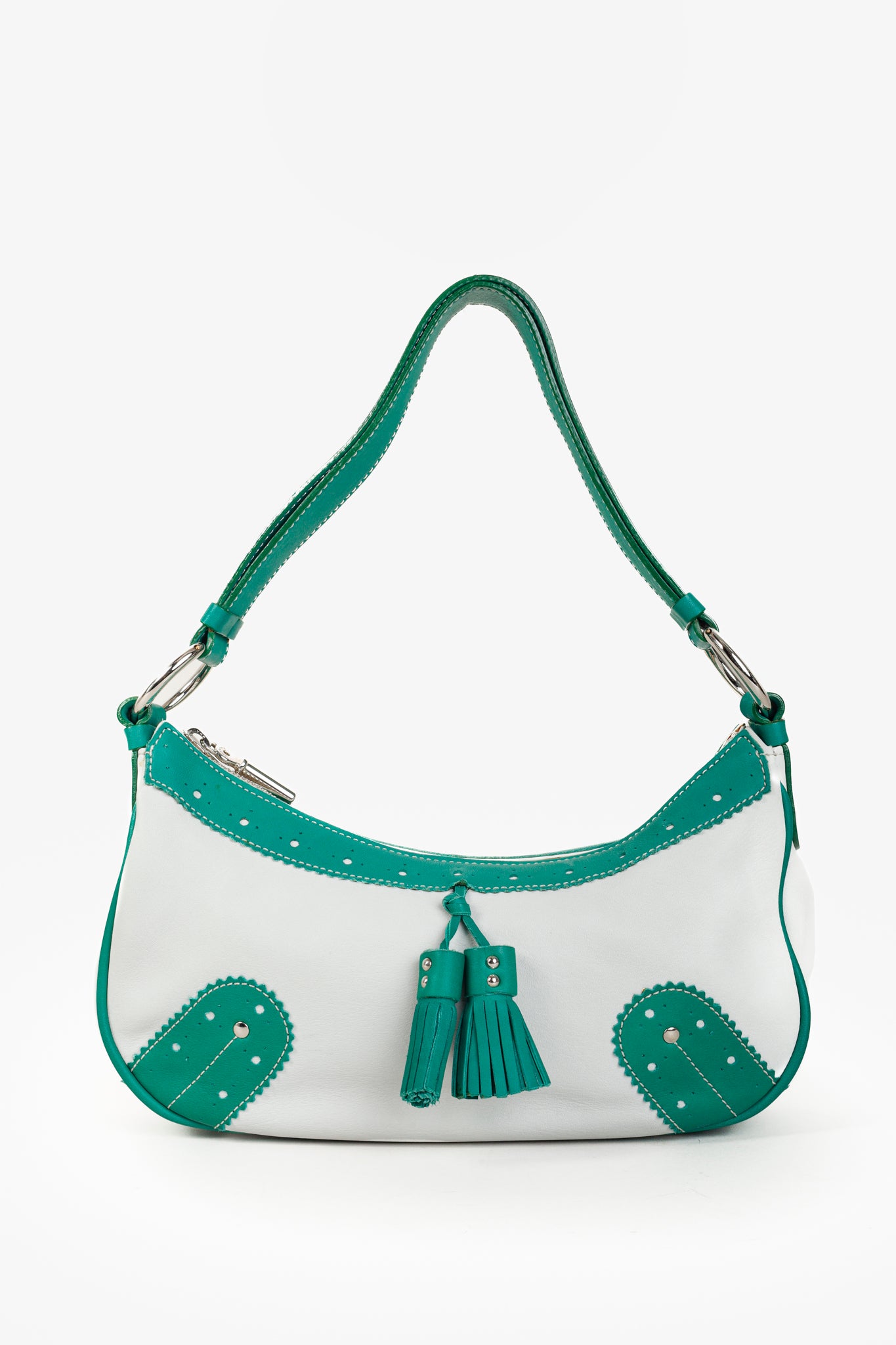 Burberry Shades of Green Vintage Brogue Hobo Shoulder Bag
