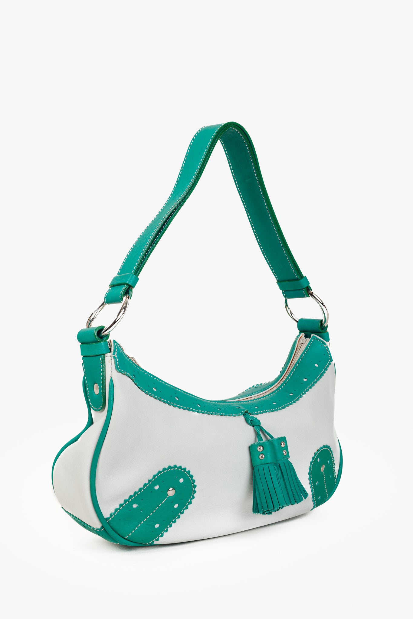 Burberry Shades of Green Vintage Brogue Hobo Shoulder Bag