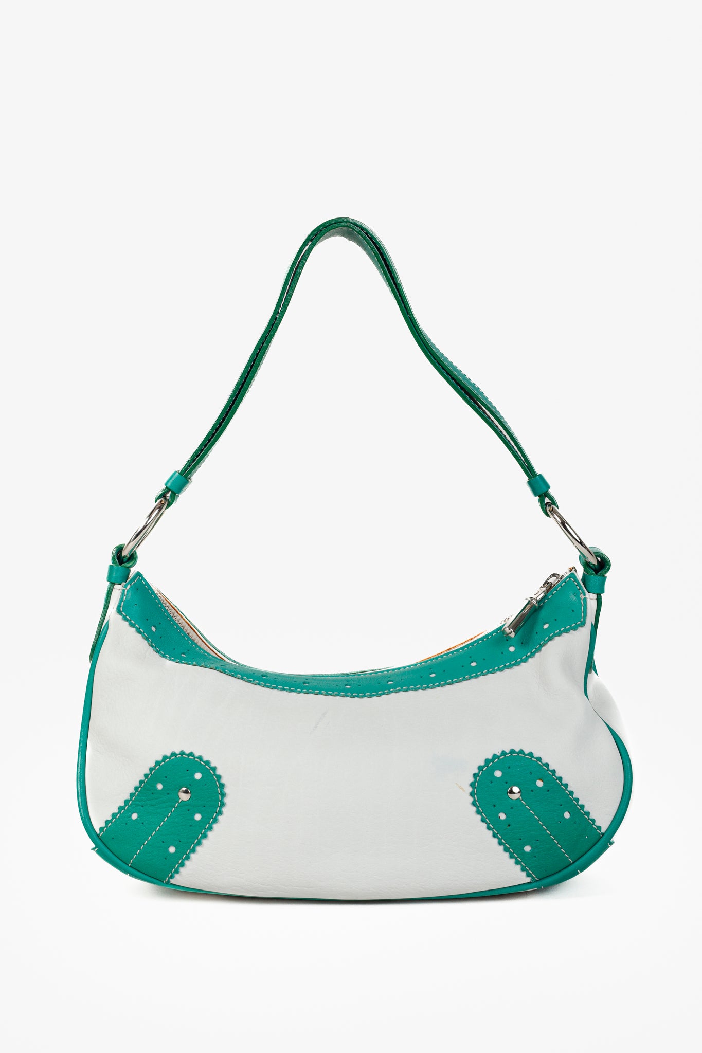 Burberry Shades of Green Vintage Brogue Hobo Shoulder Bag