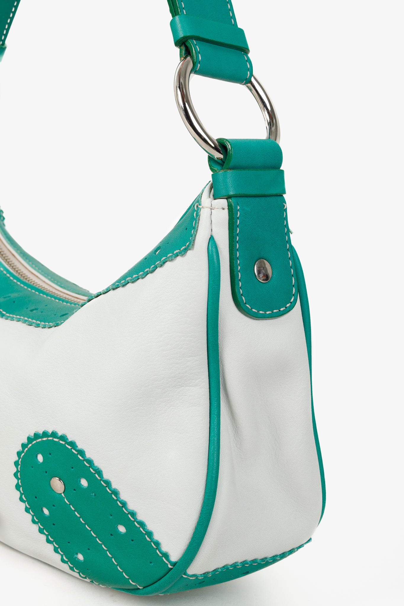 Burberry Shades of Green Vintage Brogue Hobo Shoulder Bag