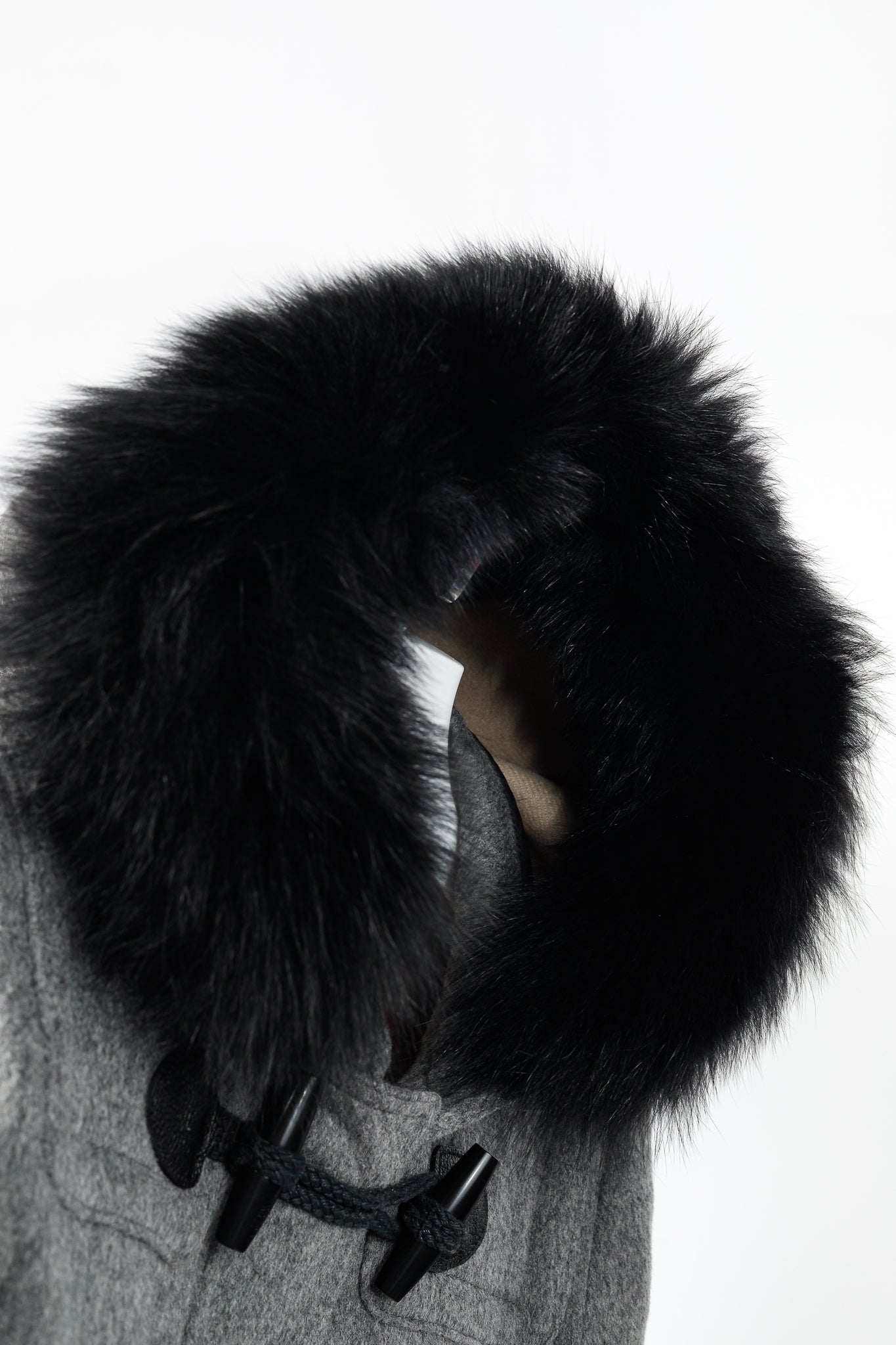 Burberry Brit Blackwell Grey Wool Fur-Trim Duffle Coat