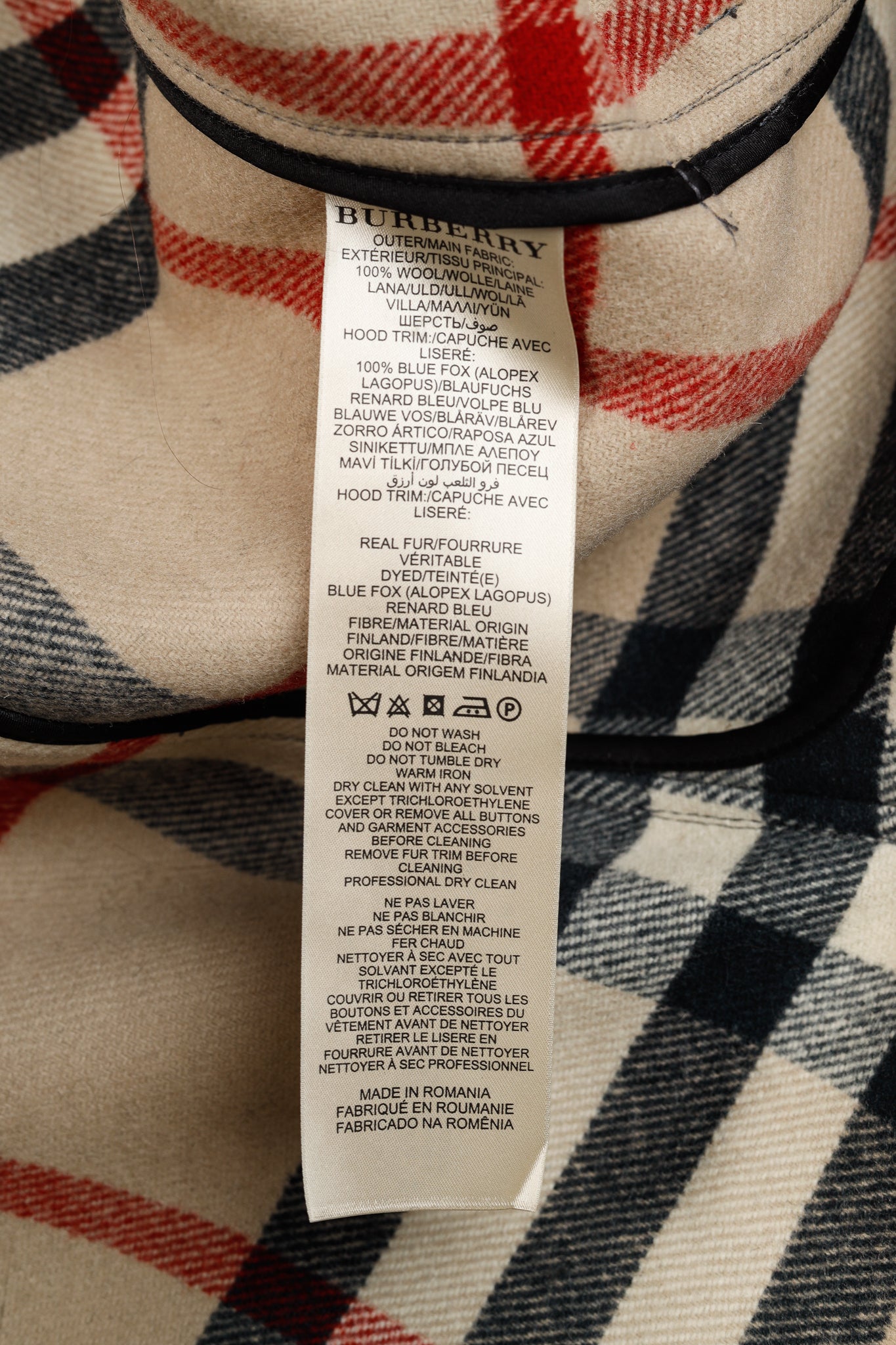 Burberry Brit Blackwell Grey Wool Fur-Trim Duffle Coat