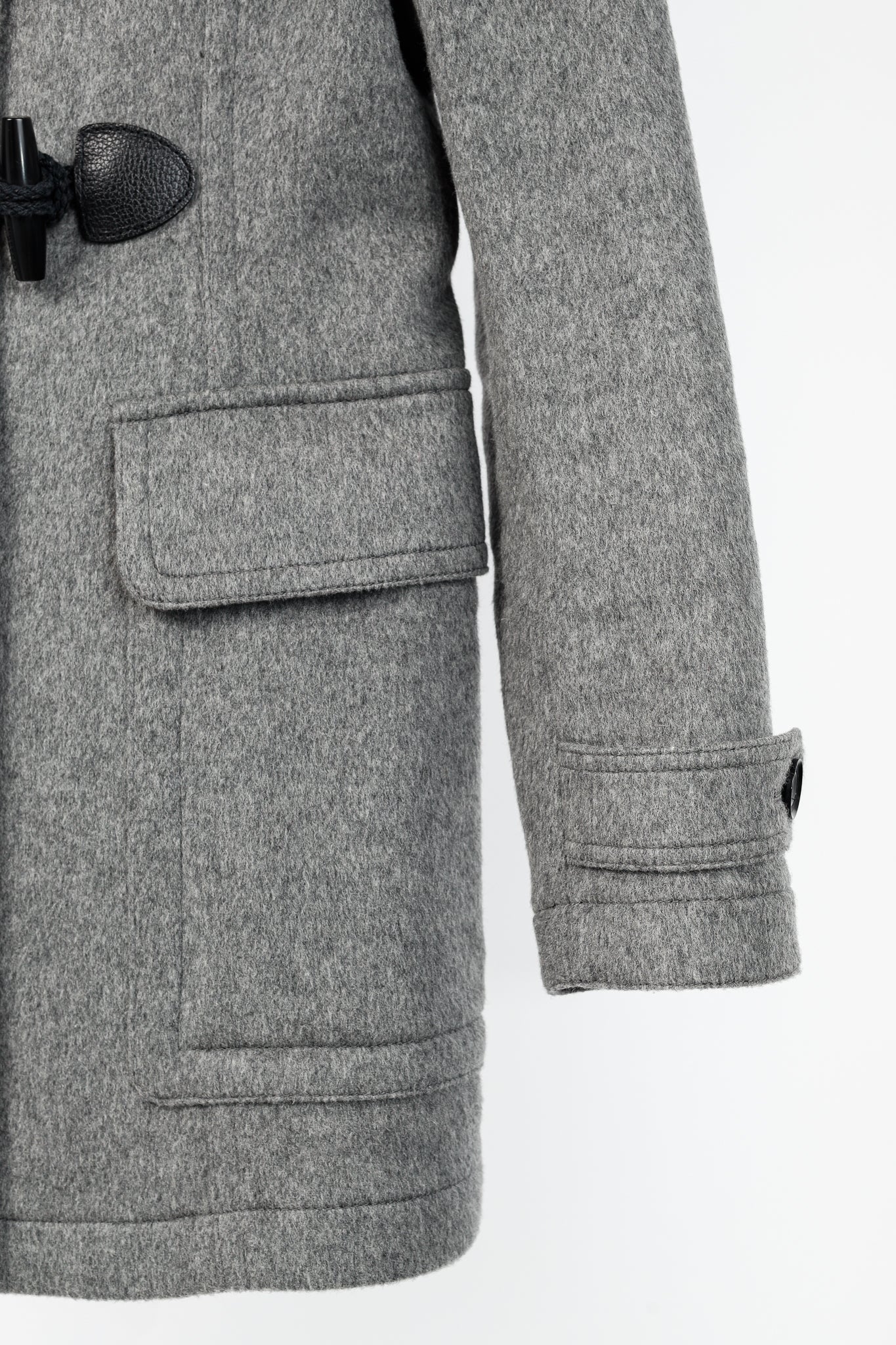 Burberry Brit Blackwell Grey Wool Fur-Trim Duffle Coat