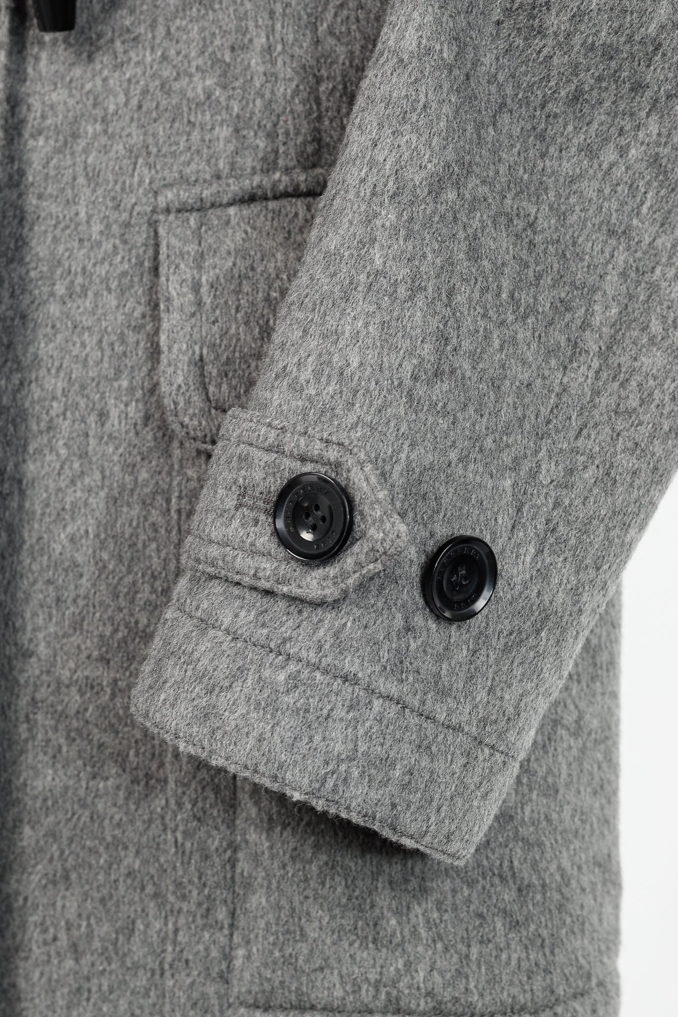 Burberry Brit Blackwell Grey Wool Fur-Trim Duffle Coat