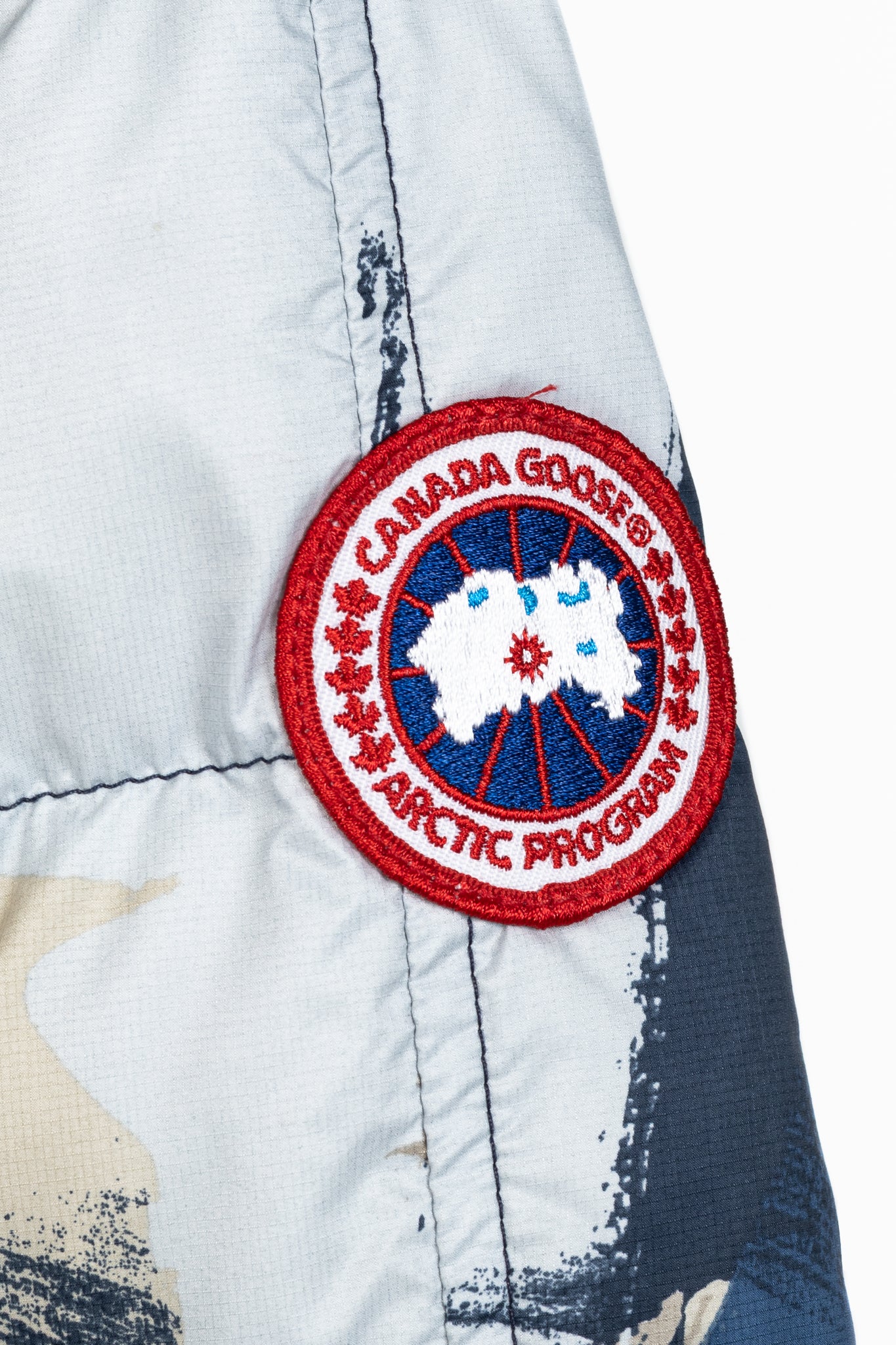 Canada Goose Cabri Blue Free Form Camo Quilted Hooded Down Jacket