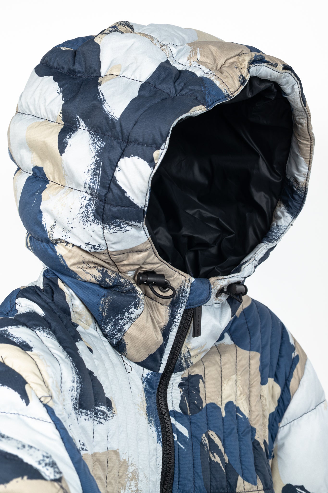 Canada Goose Cabri Blue Free Form Camo Quilted Hooded Down Jacket