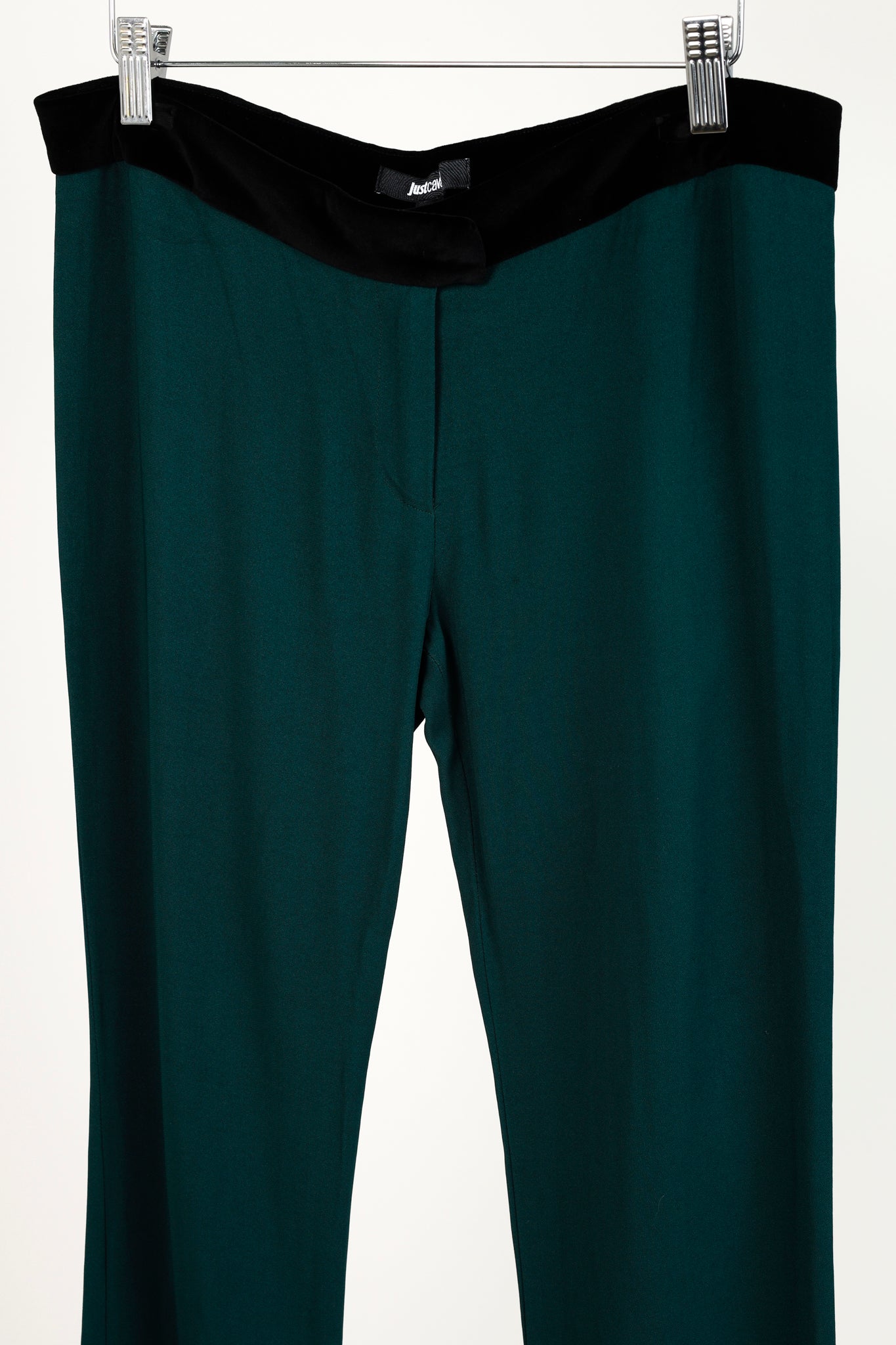 Just Cavalli Green Velvet Waist Trousers