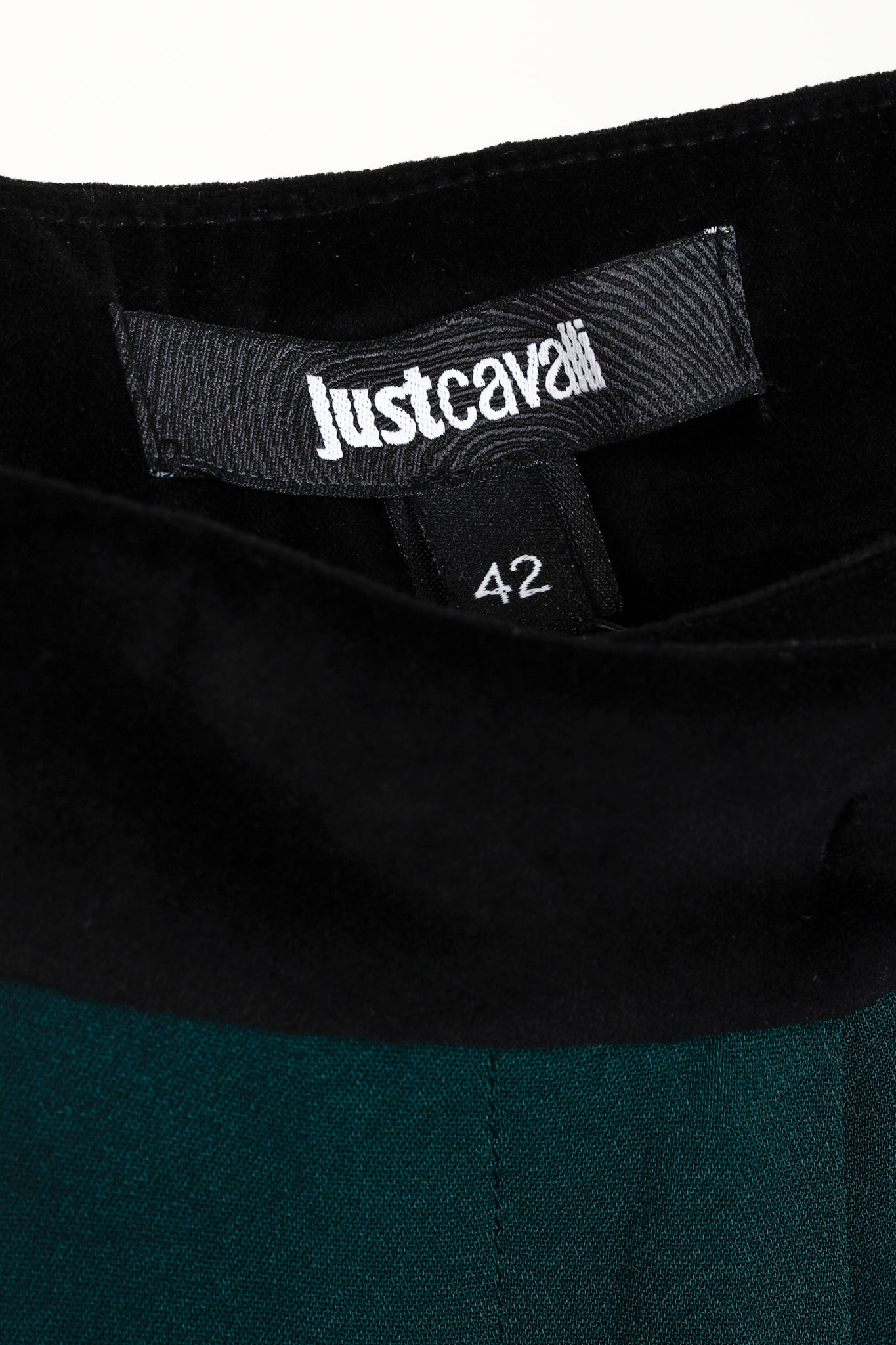 Just Cavalli Green Velvet Waist Trousers