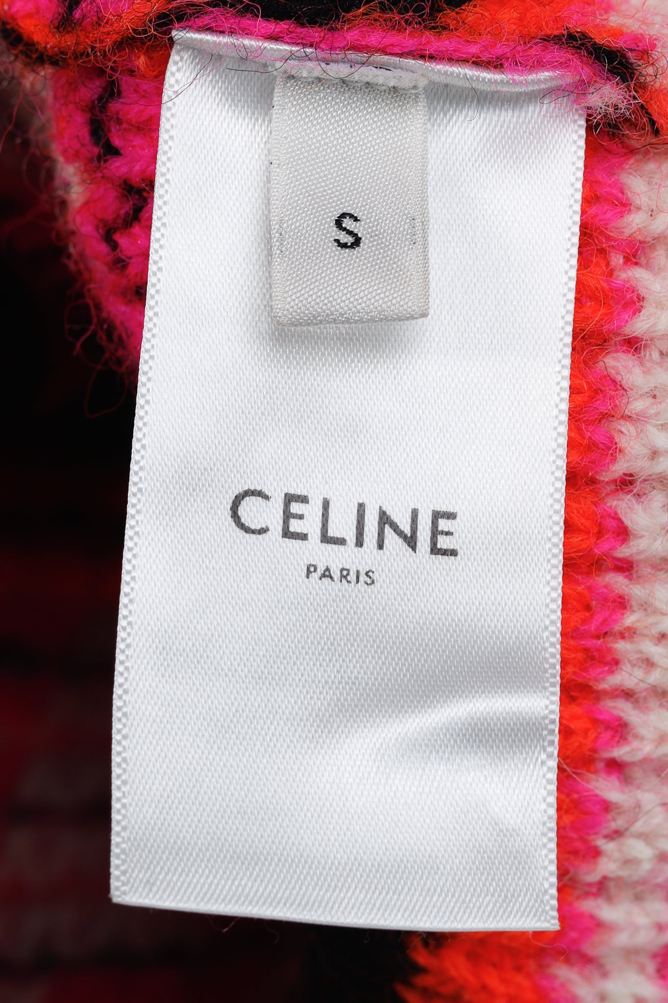 Celine Pink Striped Jacquard-Knit Wool Ski Cardigan