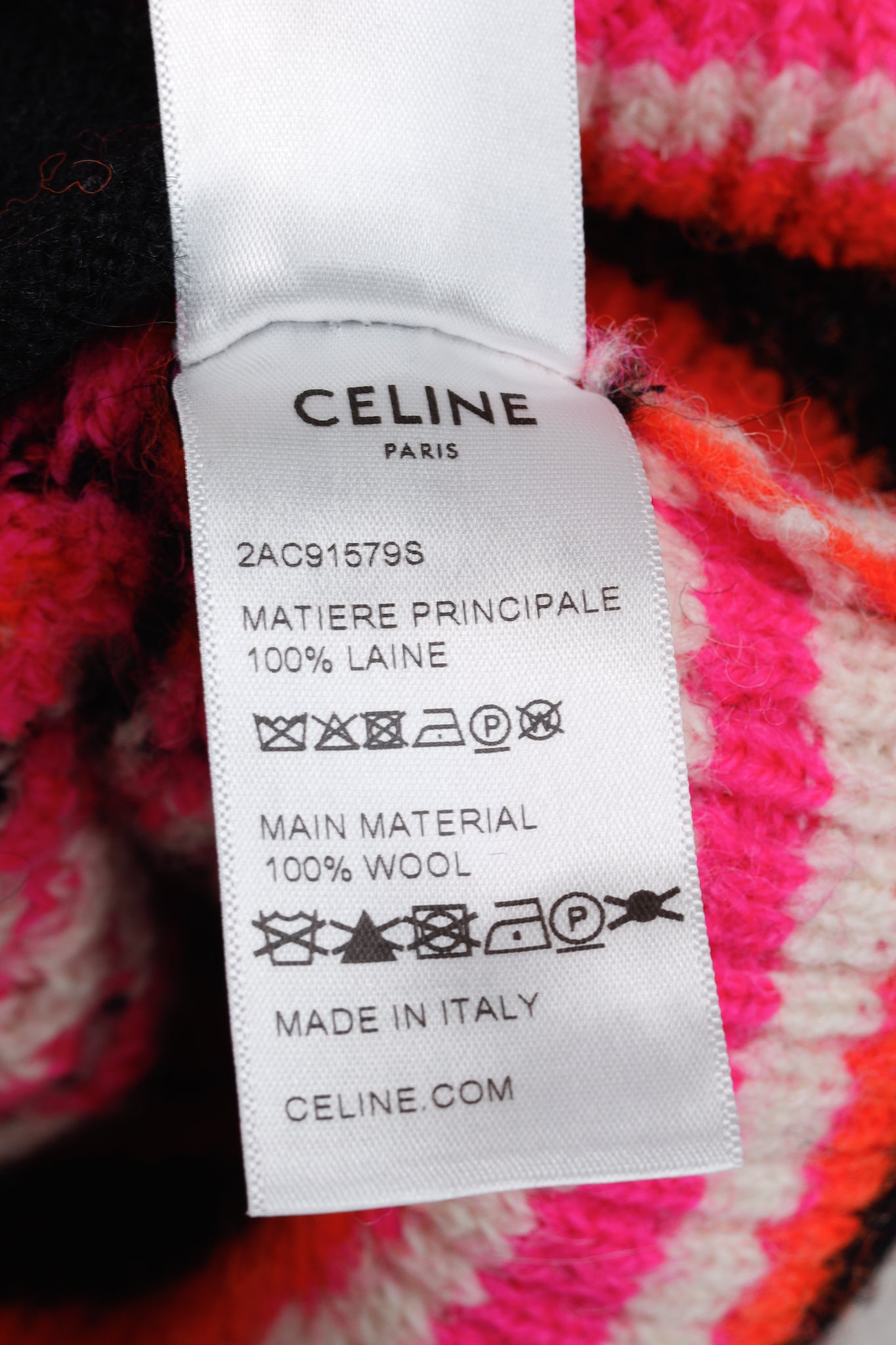 Celine Pink Striped Jacquard-Knit Wool Ski Cardigan