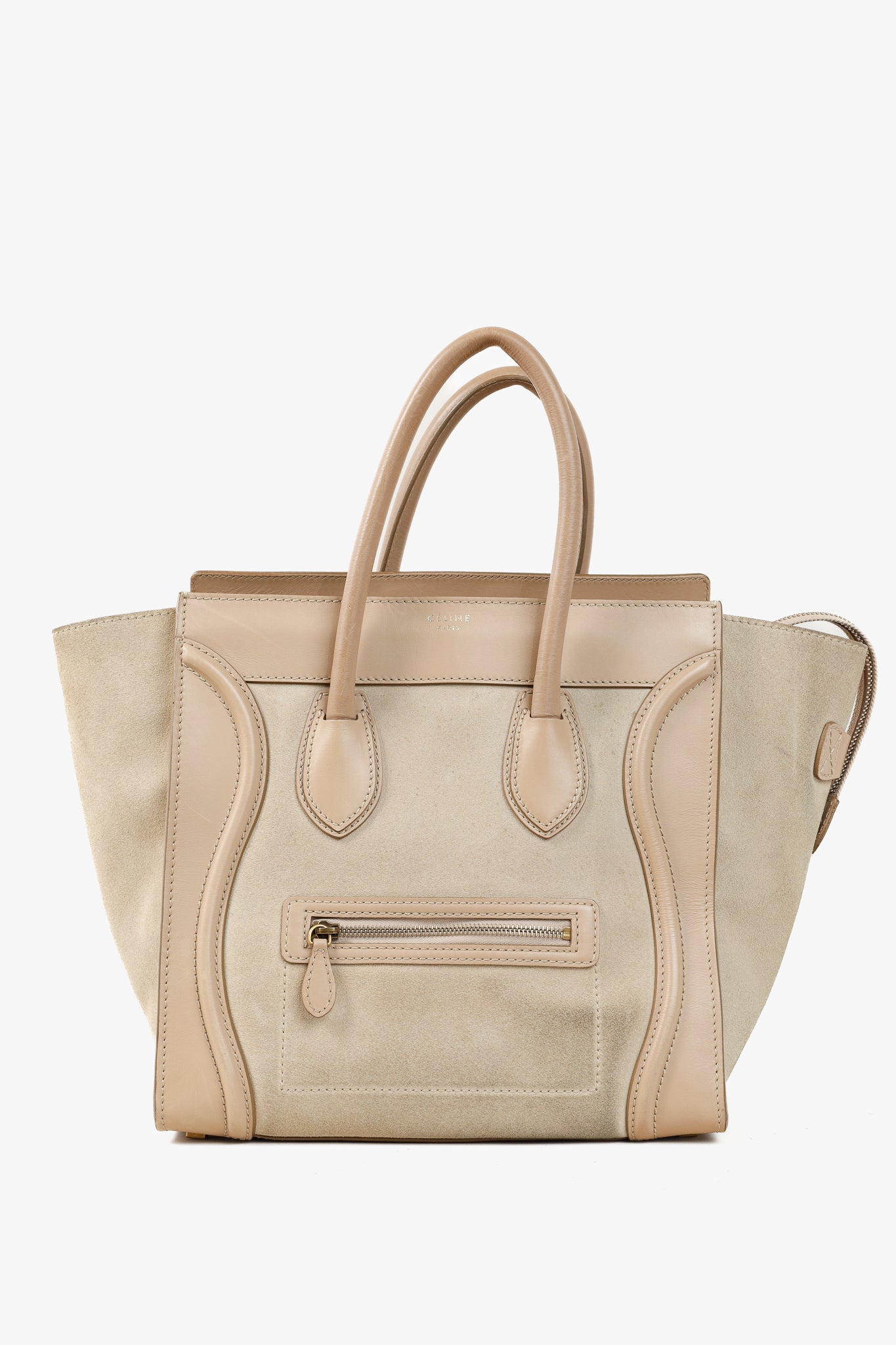 Celine Mini Luggage Sahara Beige Top Handle Leather & Suede Bag