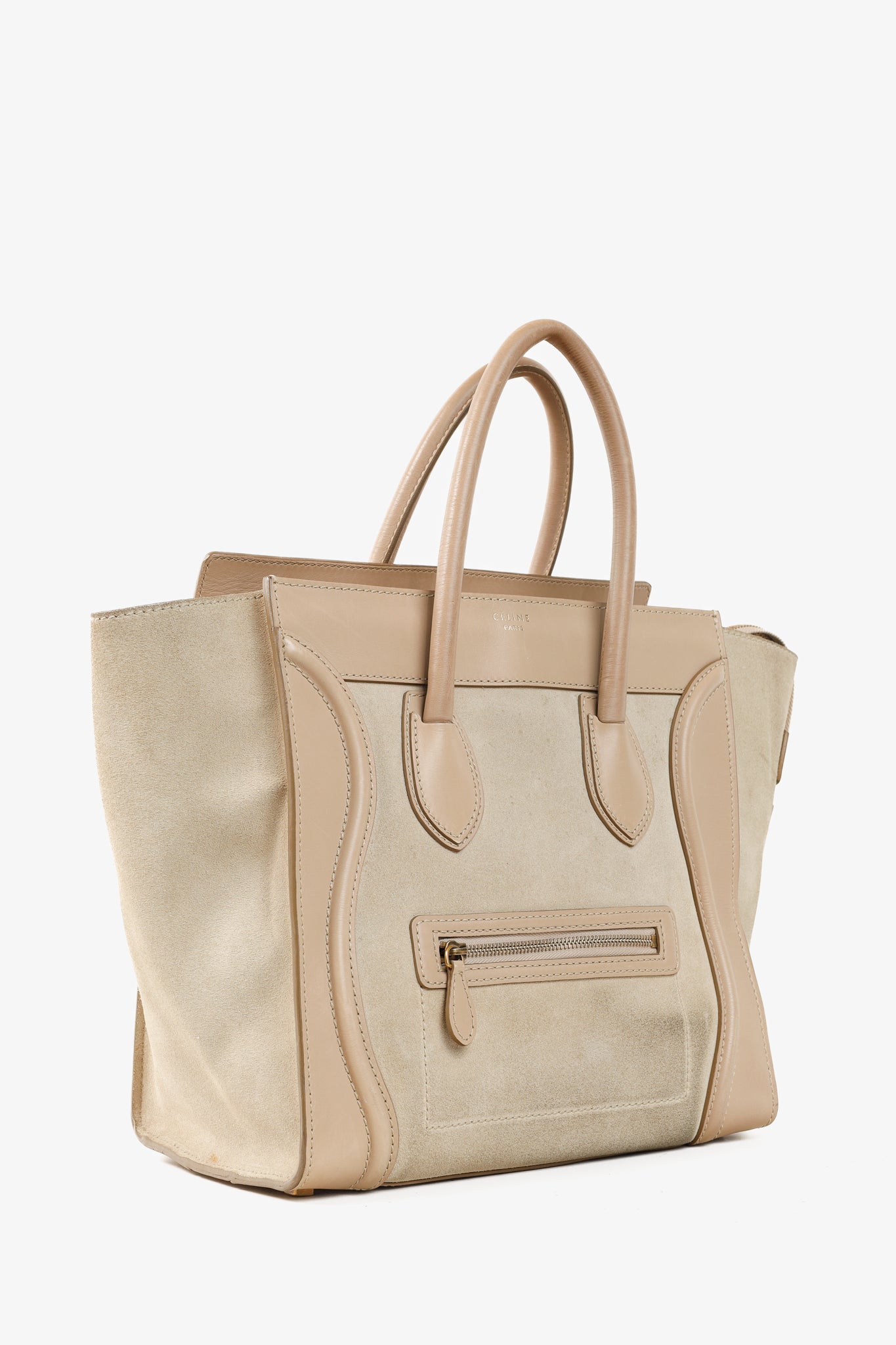 Celine Mini Luggage Sahara Beige Top Handle Leather & Suede Bag