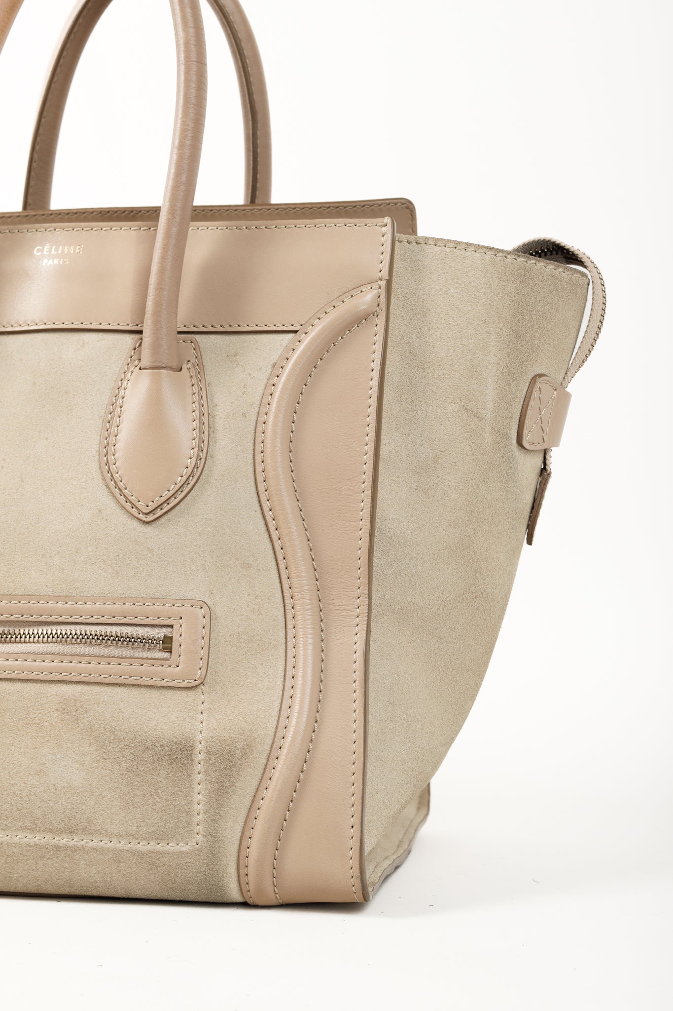 Celine Mini Luggage Sahara Beige Top Handle Leather & Suede Bag