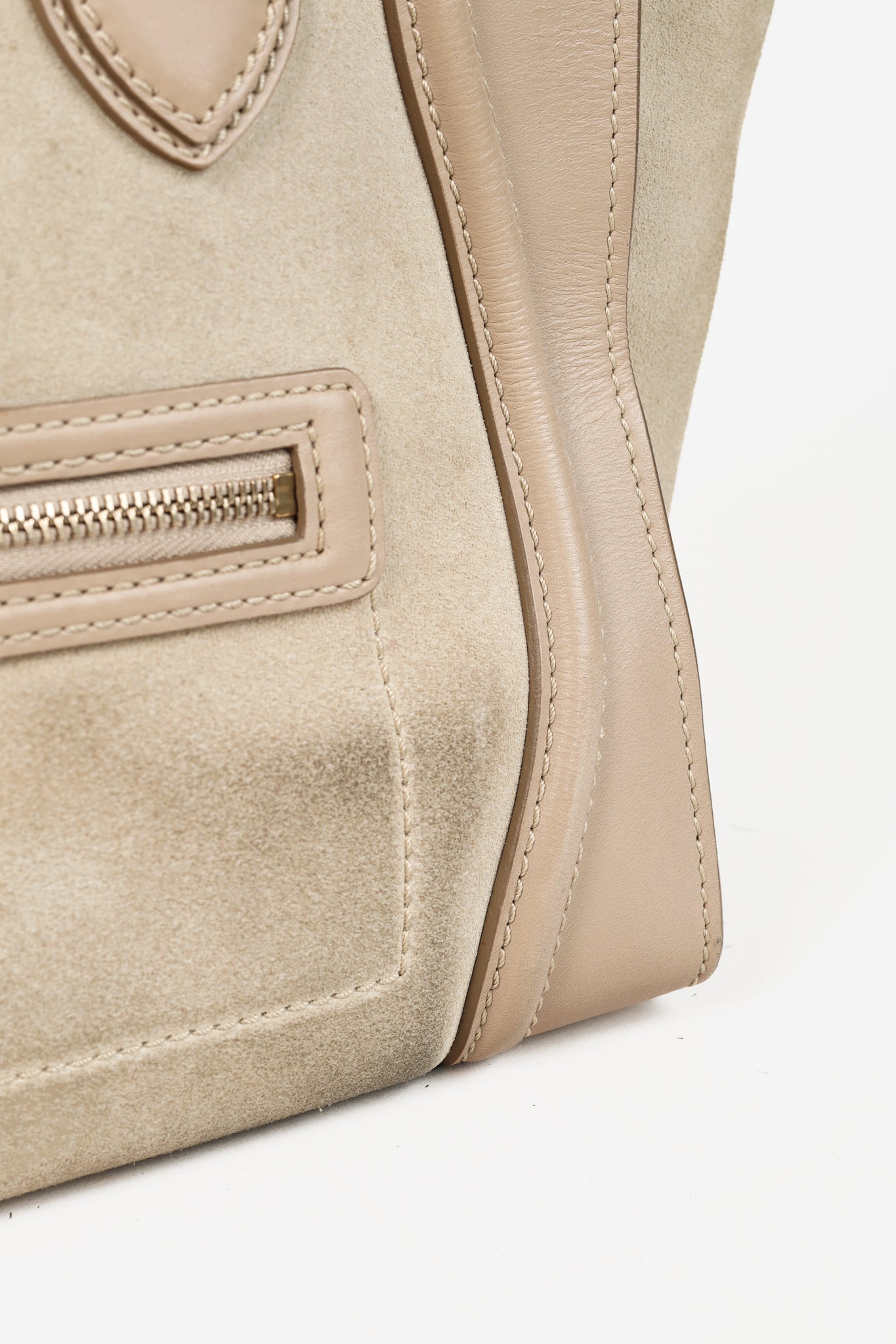 Celine Mini Luggage Sahara Beige Top Handle Leather & Suede Bag