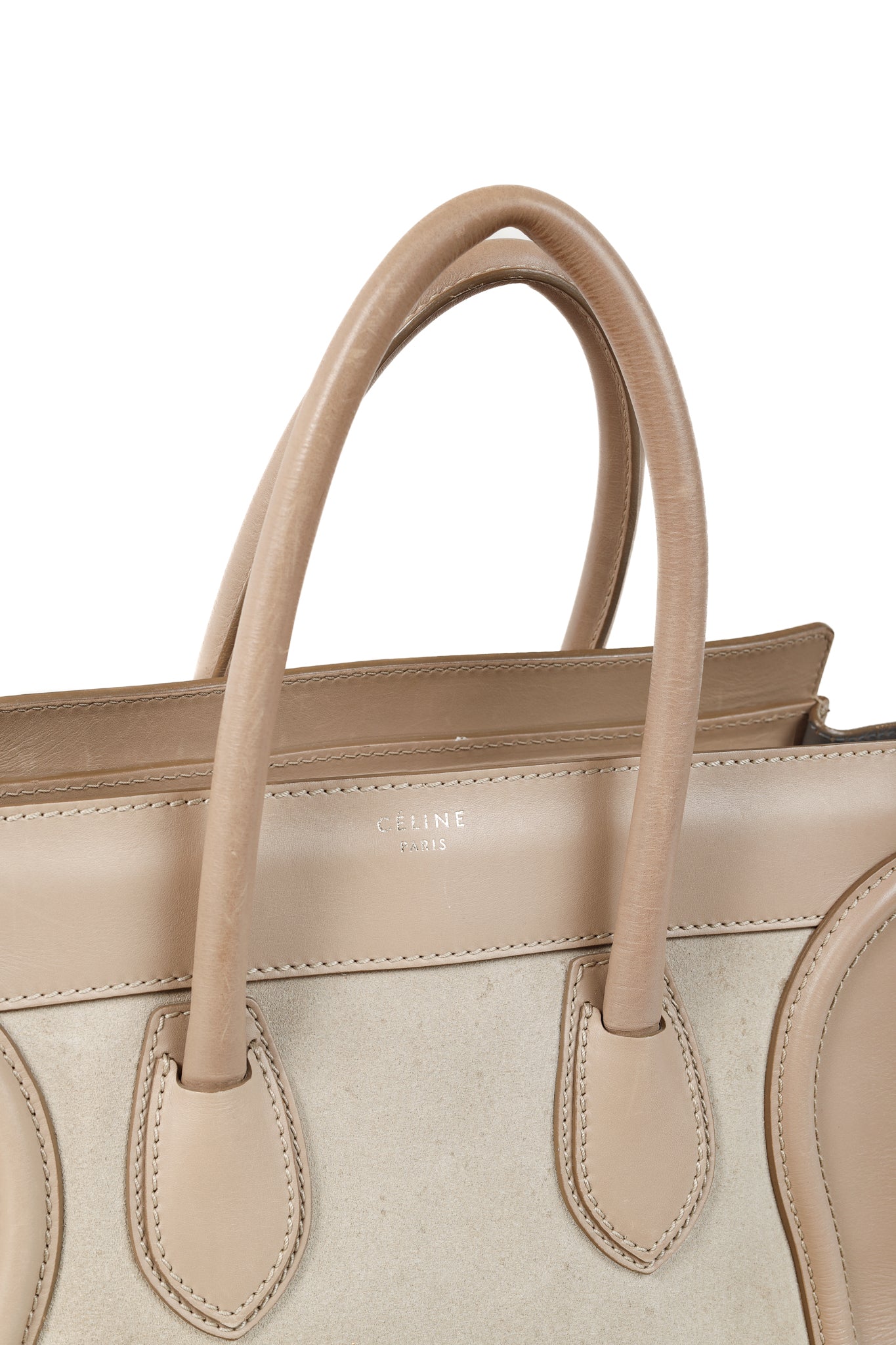 Celine Mini Luggage Sahara Beige Top Handle Leather & Suede Bag
