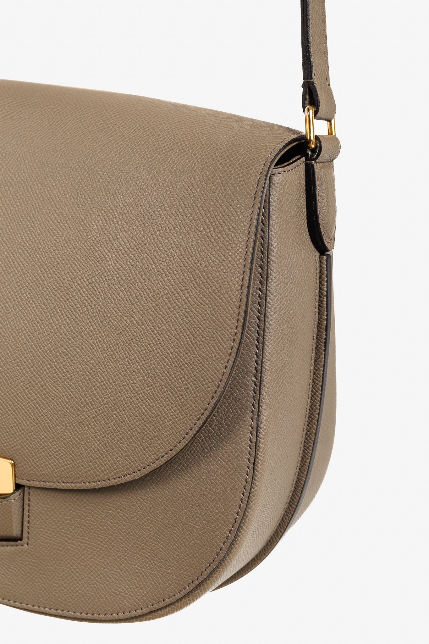 Celine Medium Trotteur Taupe Grained Calfskin Crossbody
