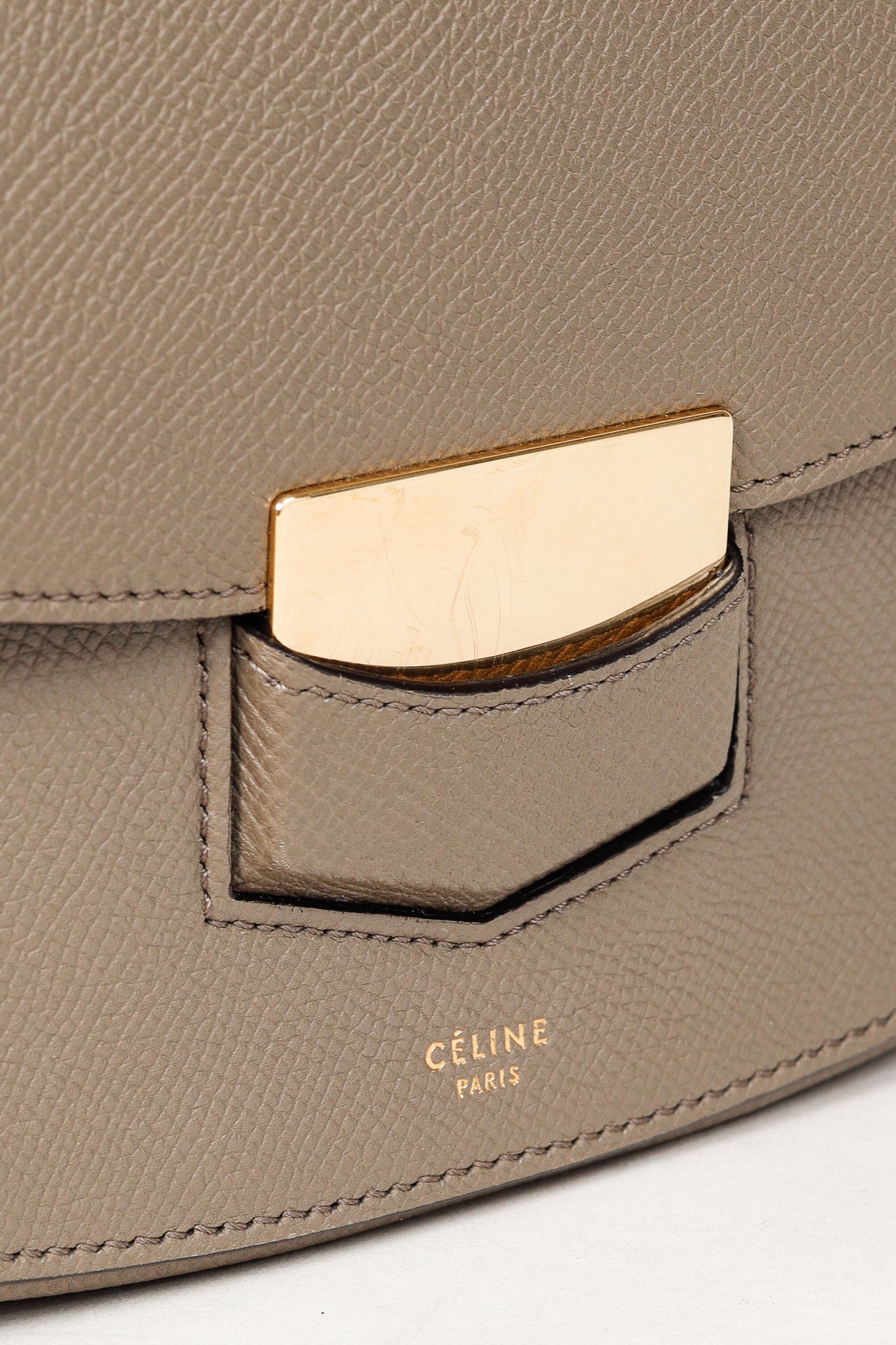 Celine Medium Trotteur Taupe Grained Calfskin Crossbody