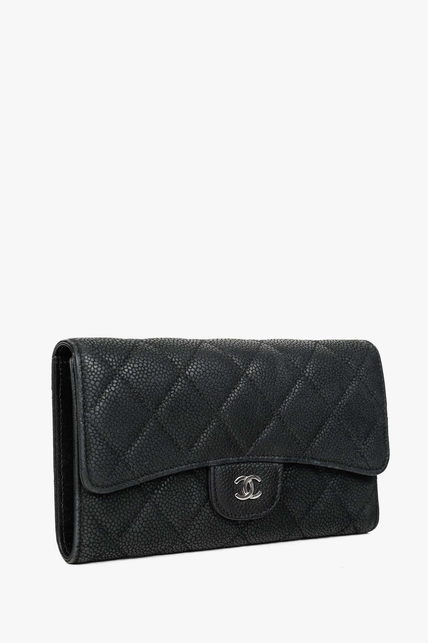 Chanel 13S Noir Caviar Classic Quilted Flap Portefeuille Wallet