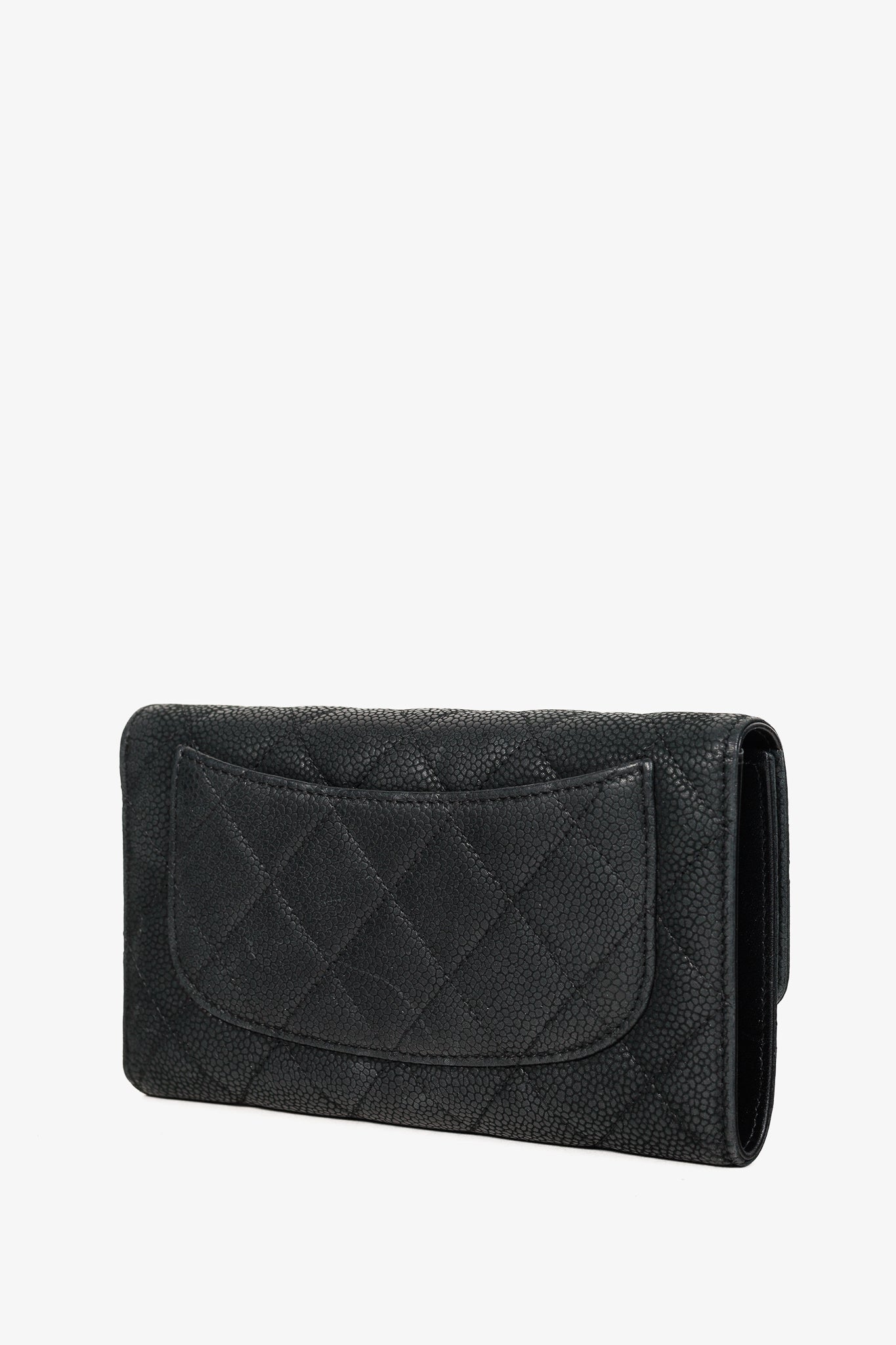 Chanel 13S Noir Caviar Classic Quilted Flap Portefeuille Wallet
