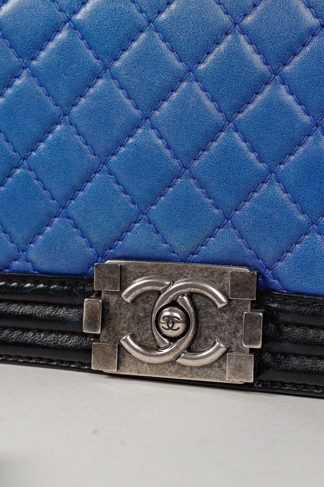 Chanel Medium Boy Blue Bicolour Quilted Flap Shoulder Bag