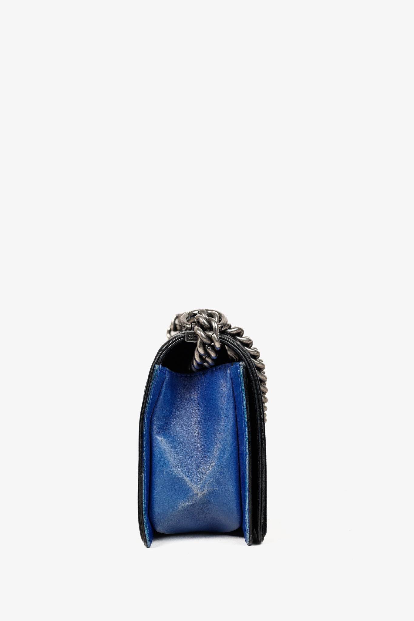 Chanel Medium Boy Blue Bicolour Quilted Flap Shoulder Bag