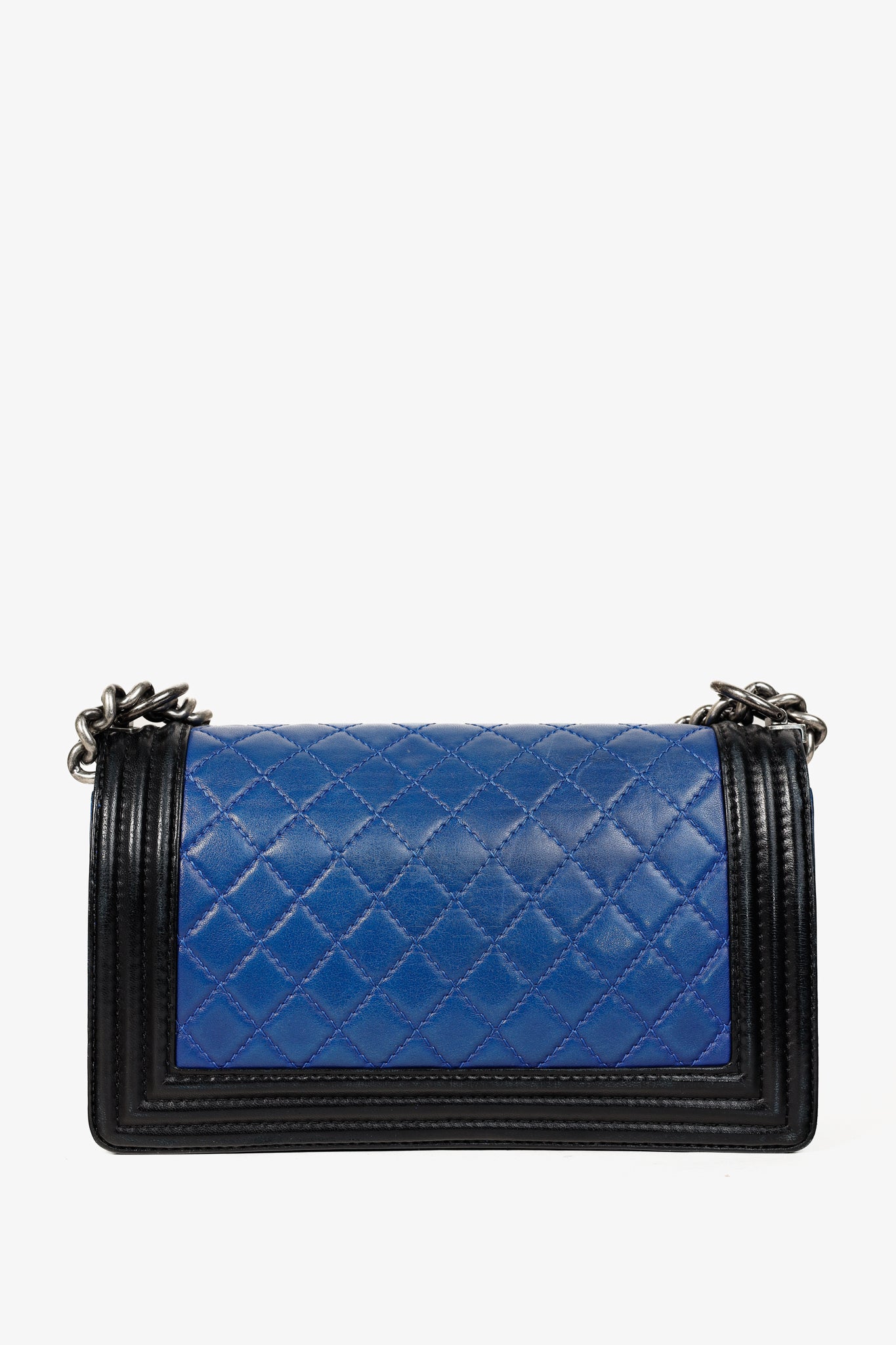 Chanel Medium Boy Blue Bicolour Quilted Flap Shoulder Bag