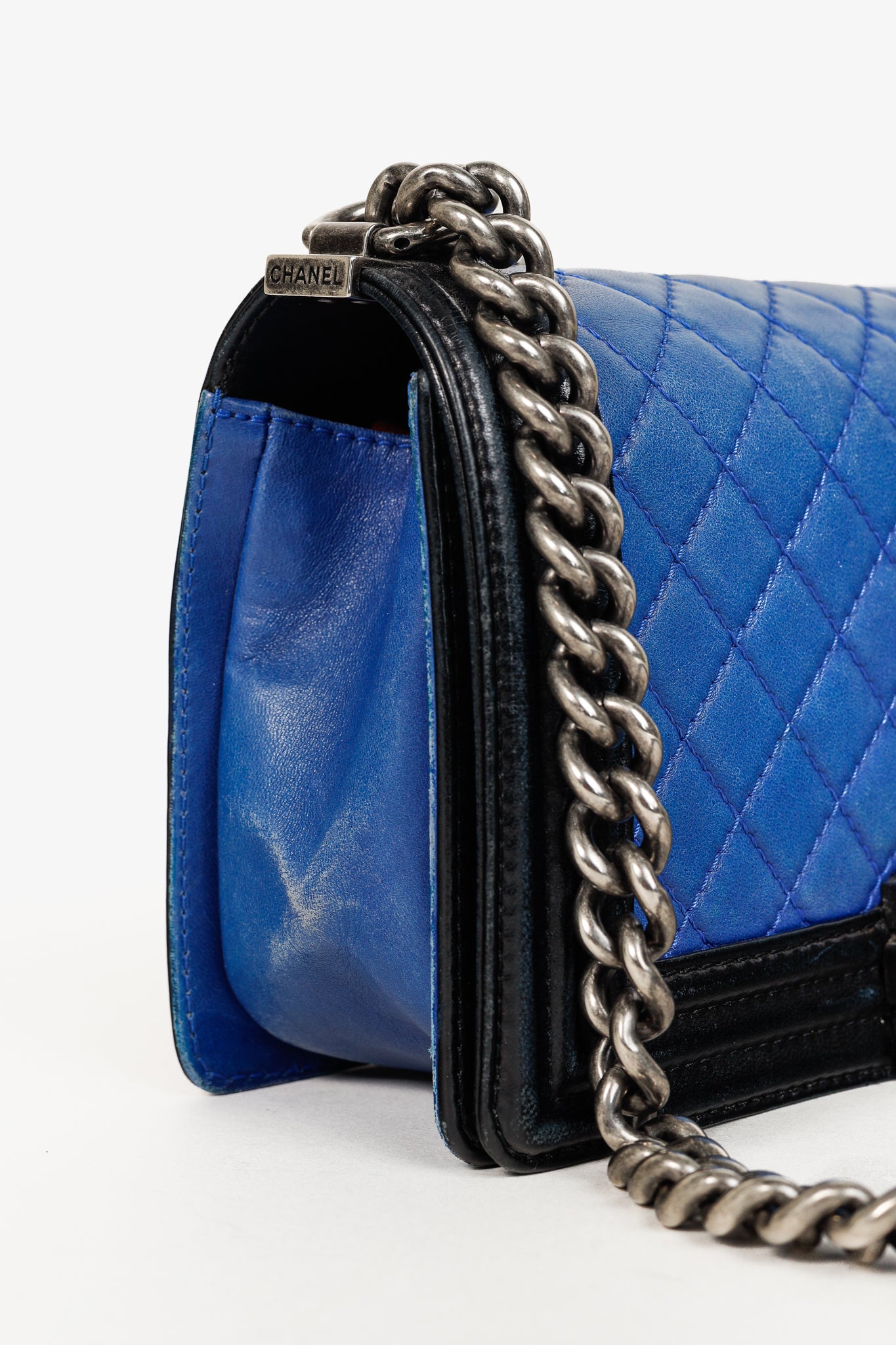 Chanel Medium Boy Blue Bicolour Quilted Flap Shoulder Bag
