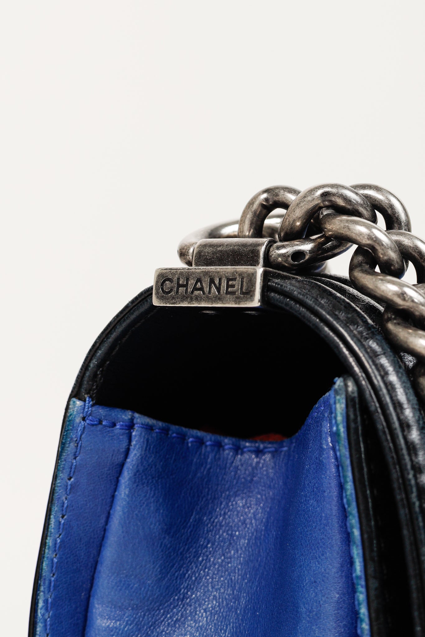 Chanel Medium Boy Blue Bicolour Quilted Flap Shoulder Bag