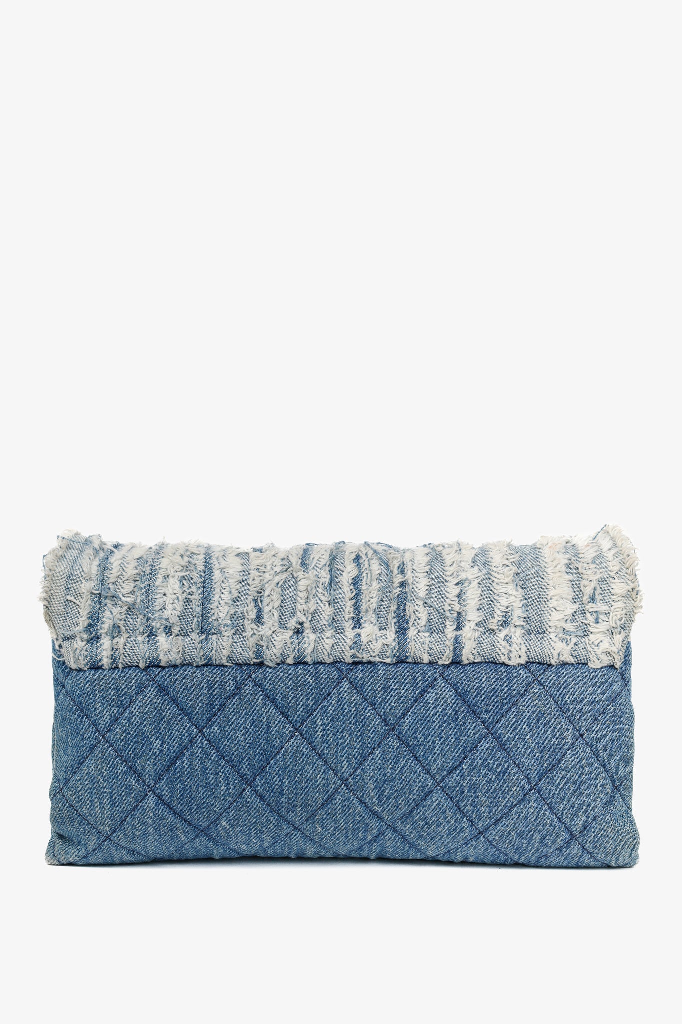 Chanel 15P Blue Denim Fringe CC Medium Flap Bag