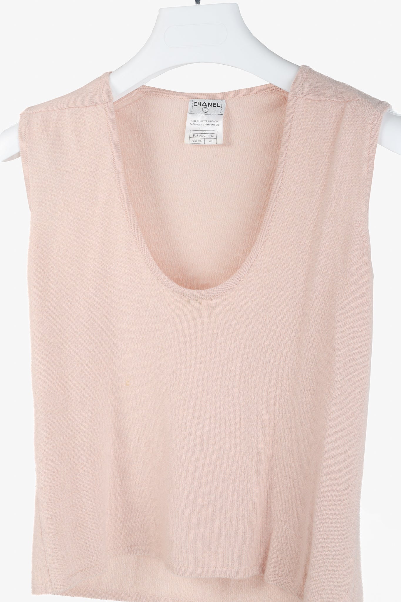 Chanel SS/05 Light Pink Cashmere Rosette Sweater Twinset