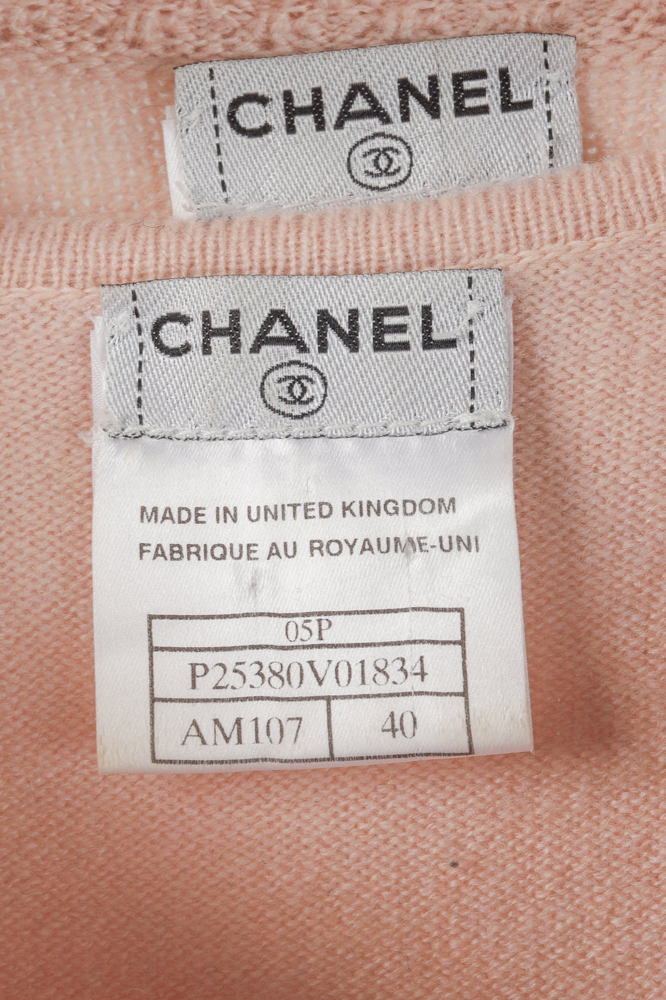 Chanel SS/05 Light Pink Cashmere Rosette Sweater Twinset