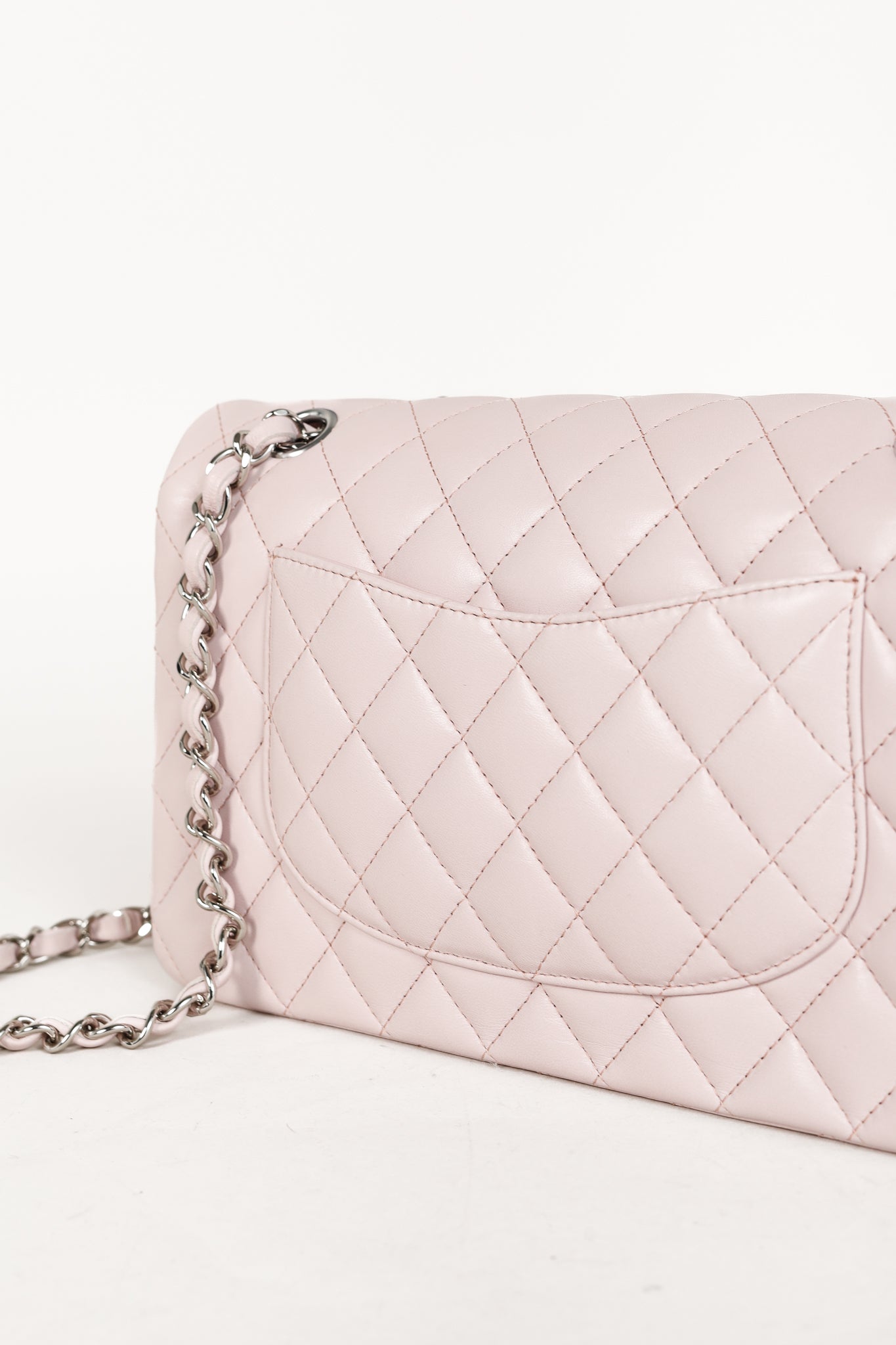 Chanel 18S Light Pink Lambskin Quilted Classic Medium Double Flap