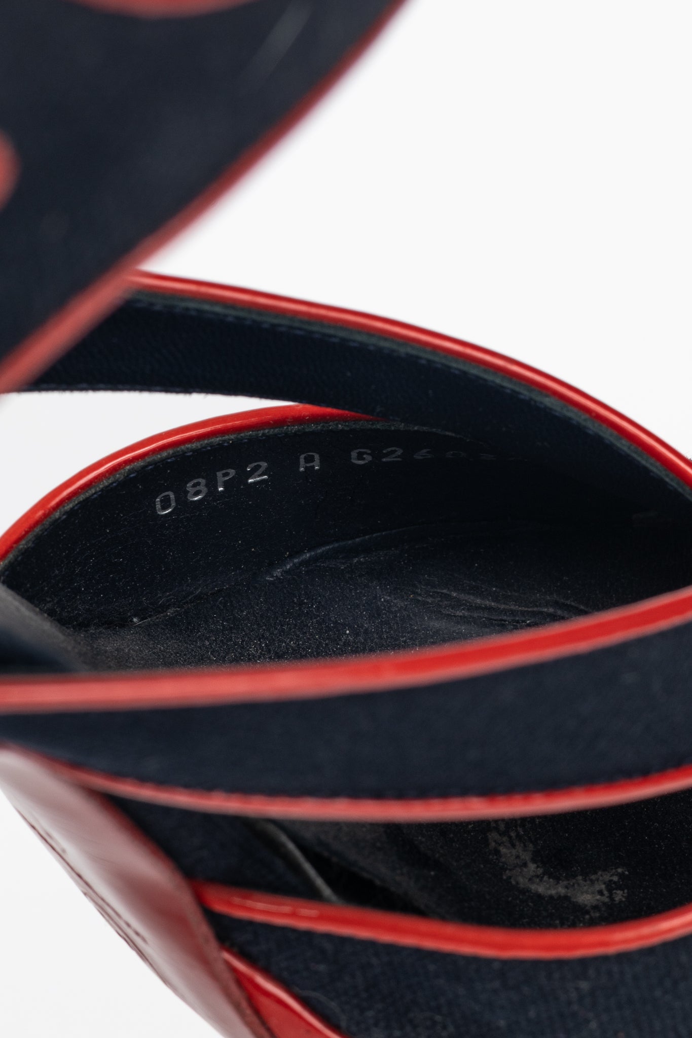 Chanel SS/08 Runway Navy Canvas & Red Patent Leather Sandals