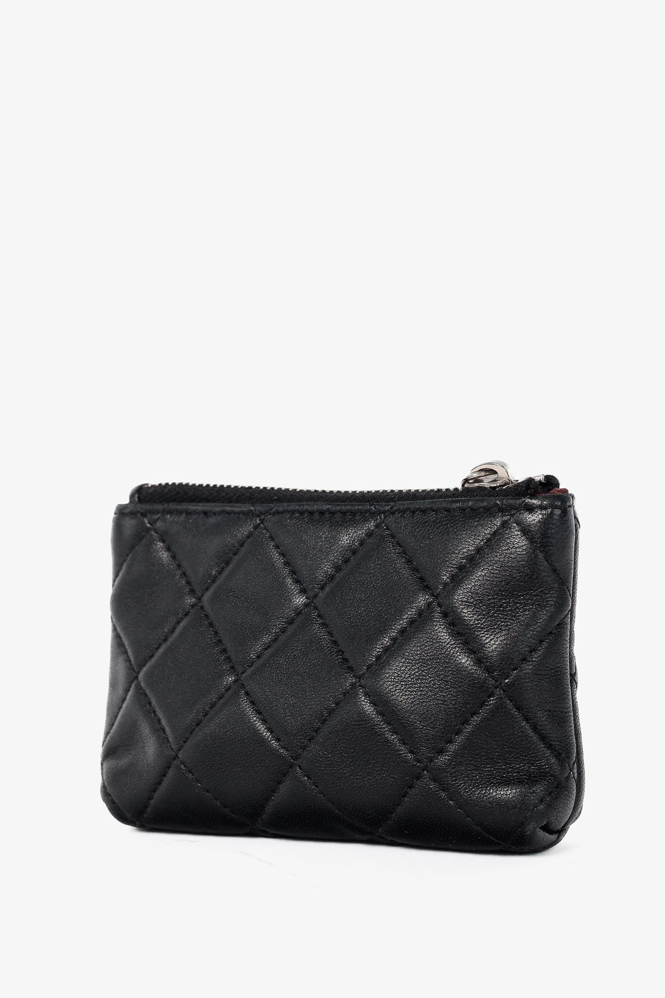 Chanel Black Lambskin Quilted Leather CC Key Holder