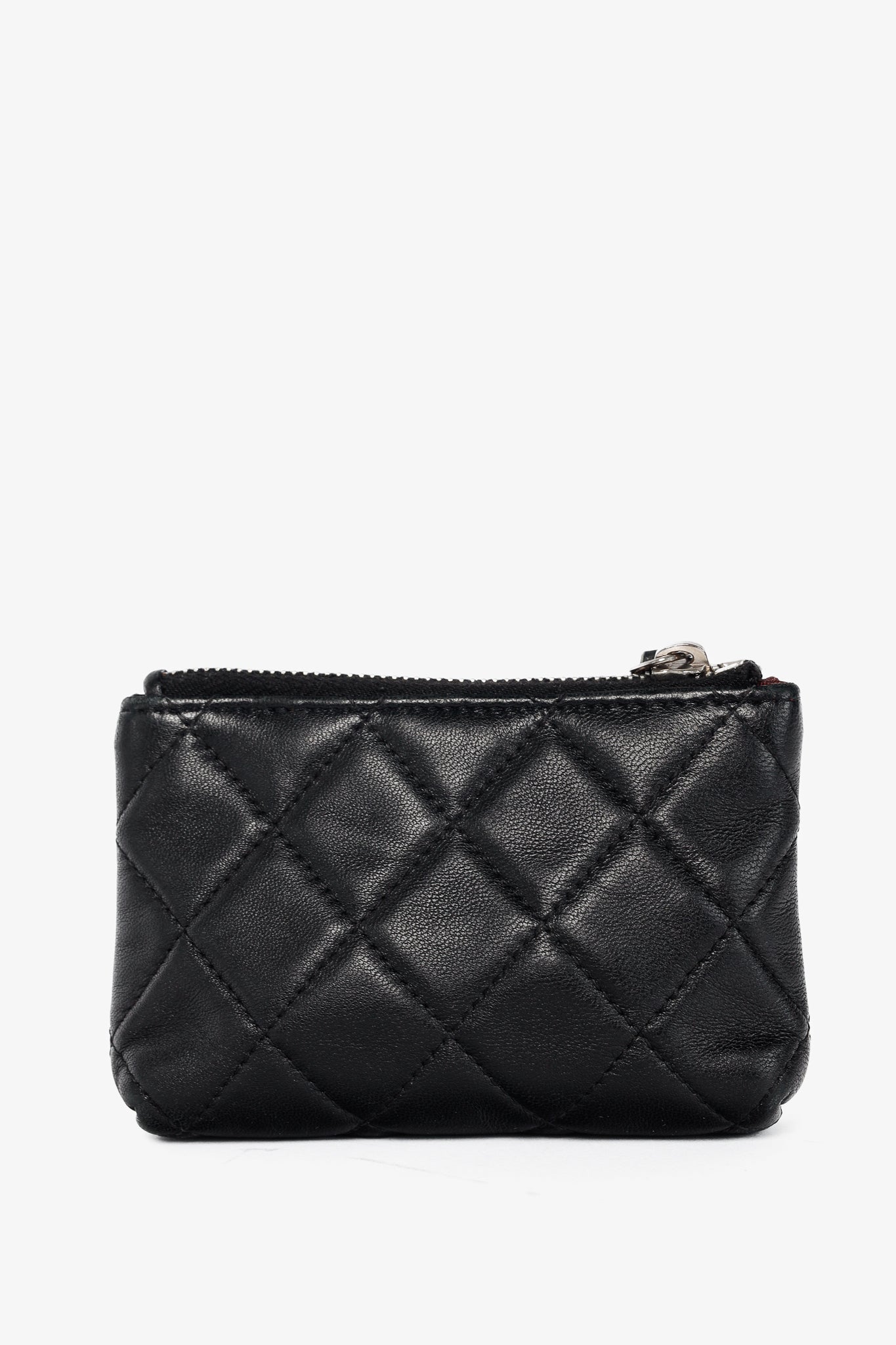 Chanel Black Lambskin Quilted Leather CC Key Holder
