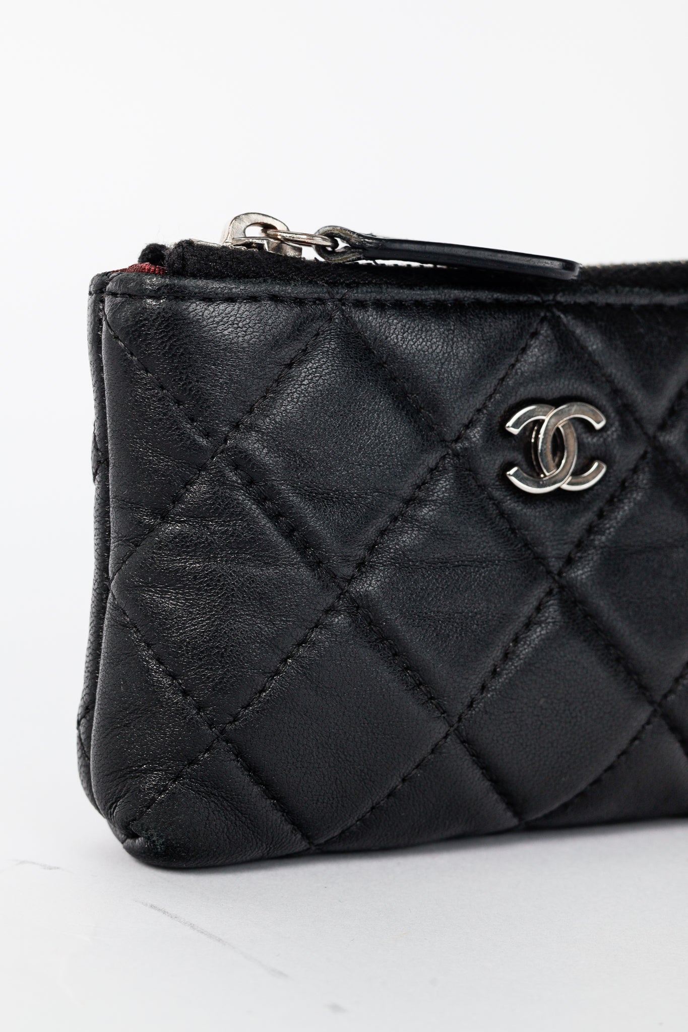Chanel Black Lambskin Quilted Leather CC Key Holder