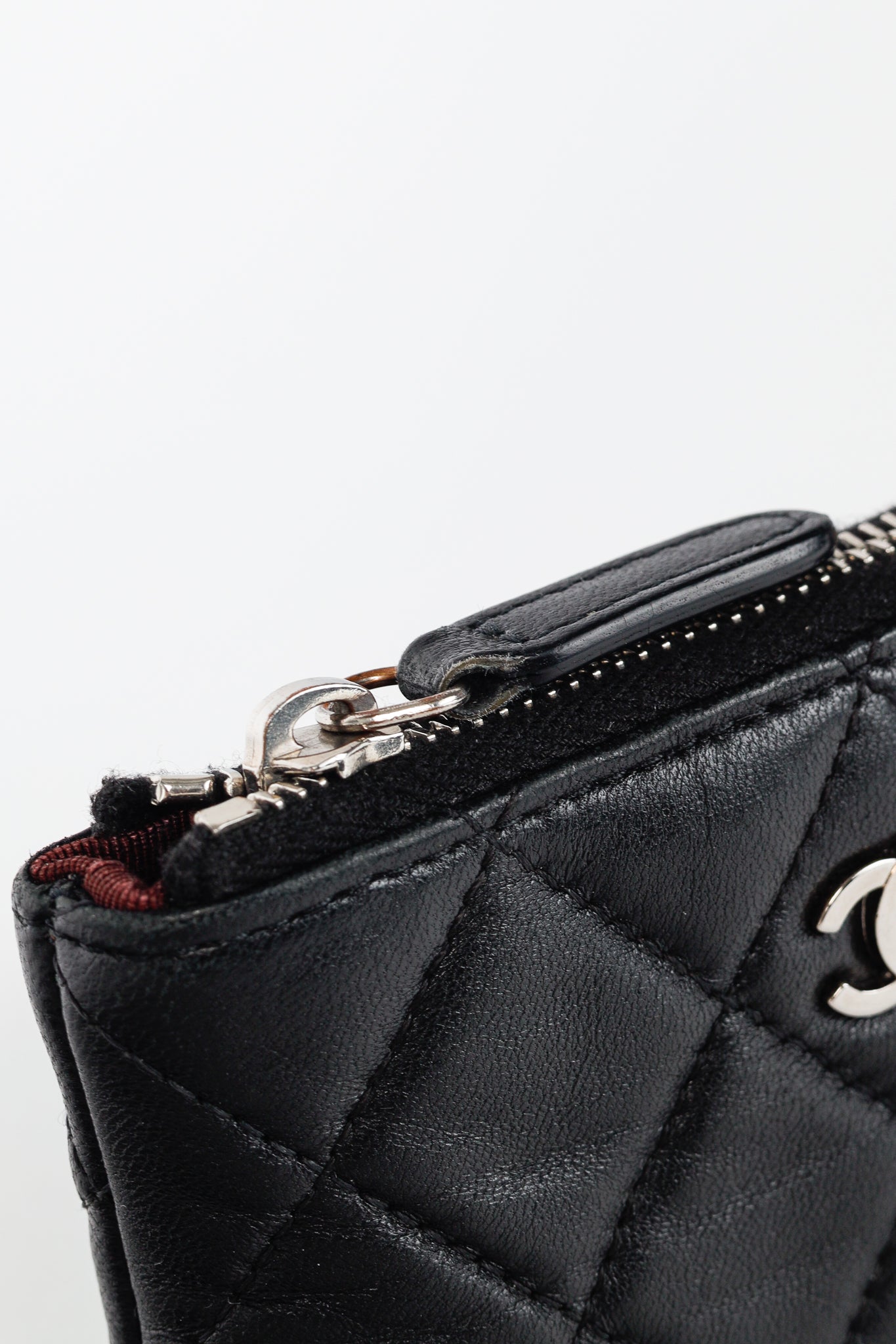 Chanel Black Lambskin Quilted Leather CC Key Holder