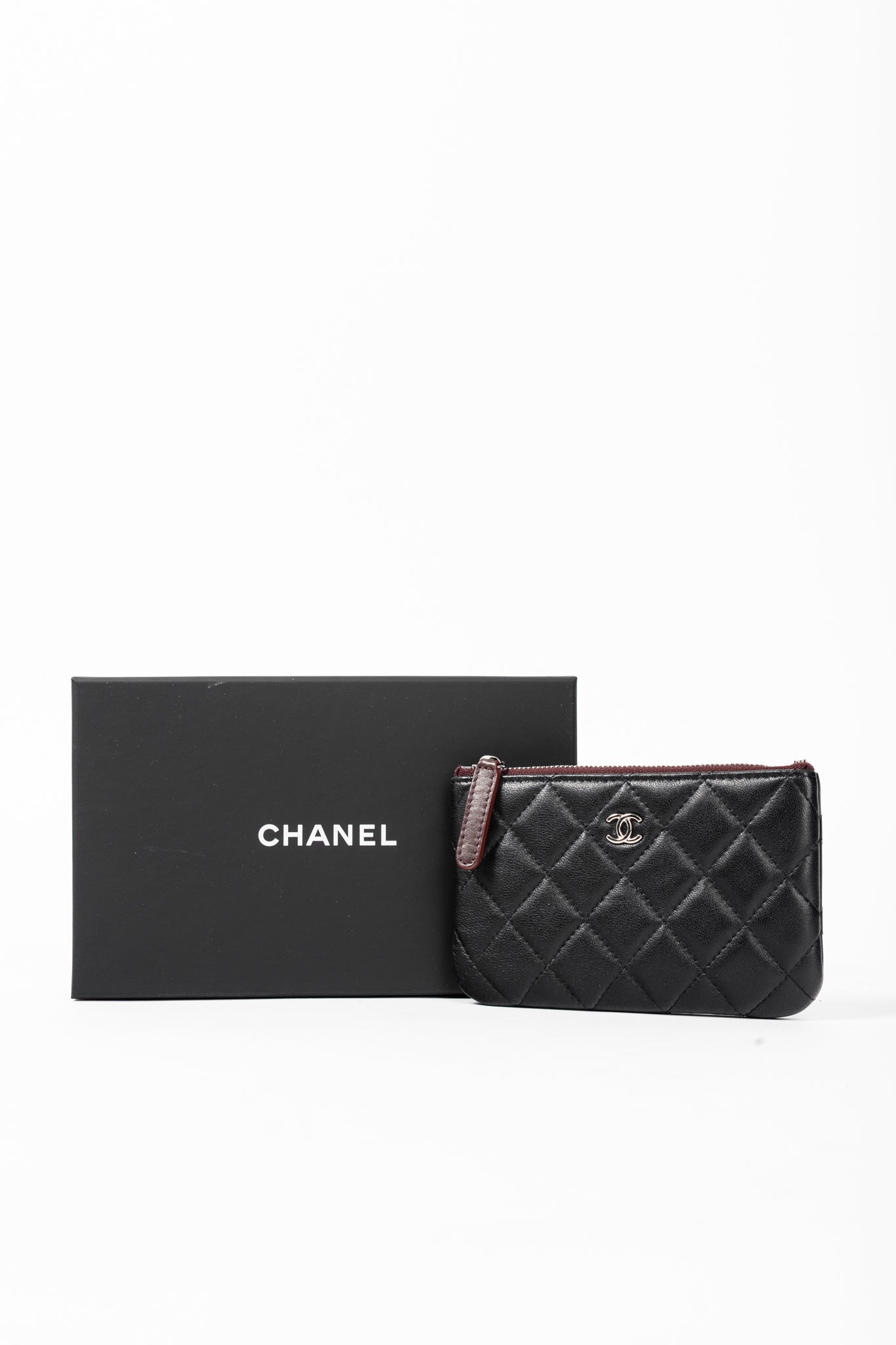 Chanel Black Lambskin Classic Zipped O Pouch