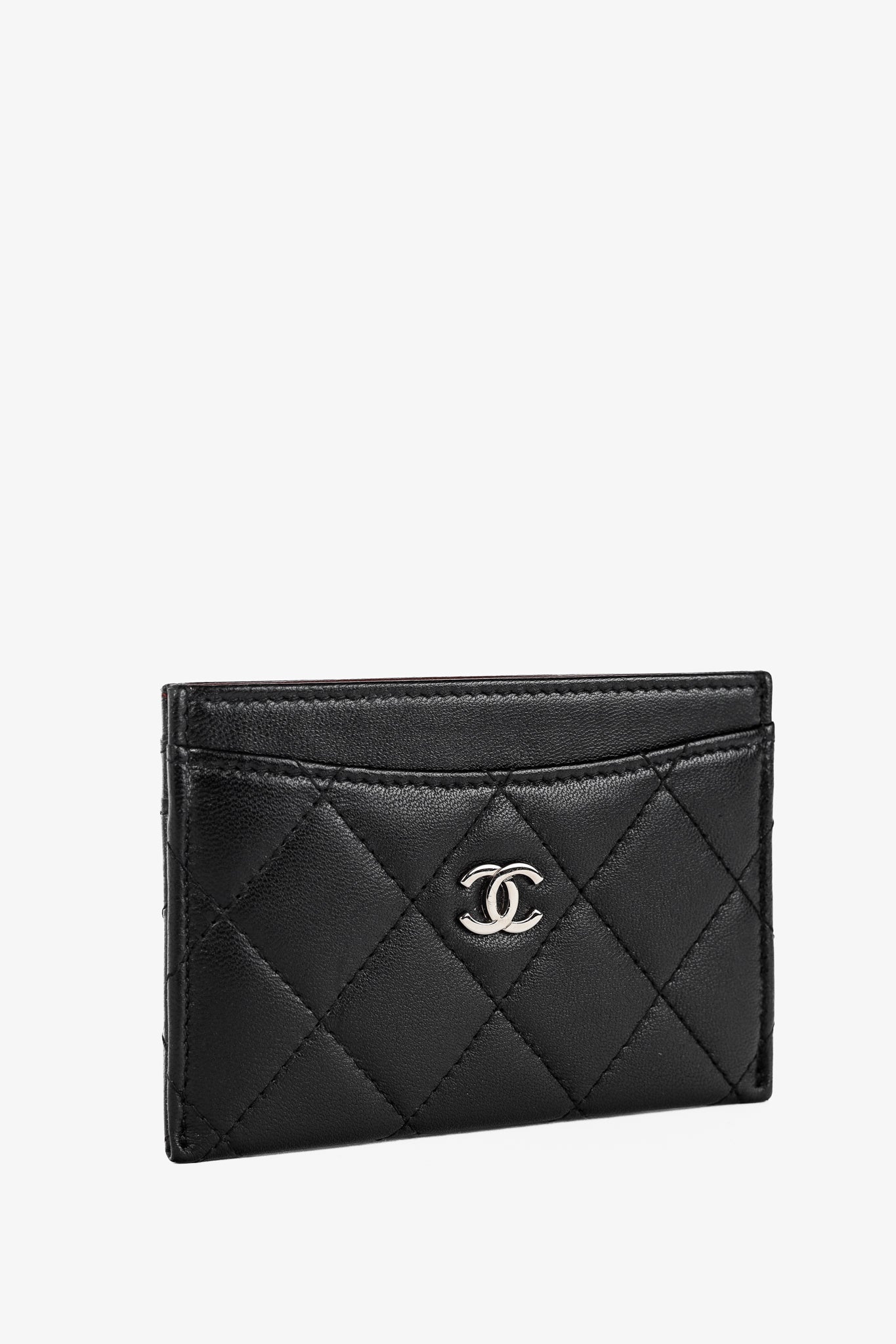 Chanel Black Lambskin Leather Quilted CC Card Holder