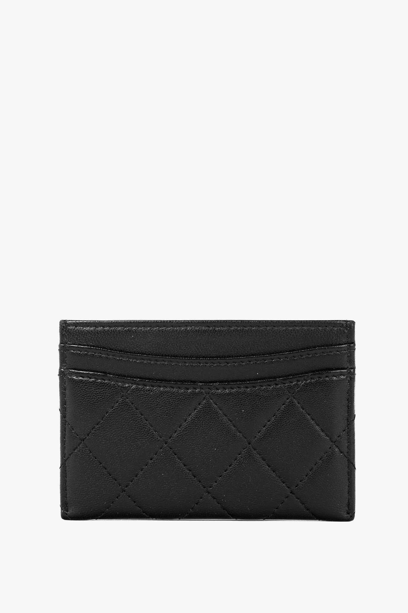Chanel Black Lambskin Leather Quilted CC Card Holder