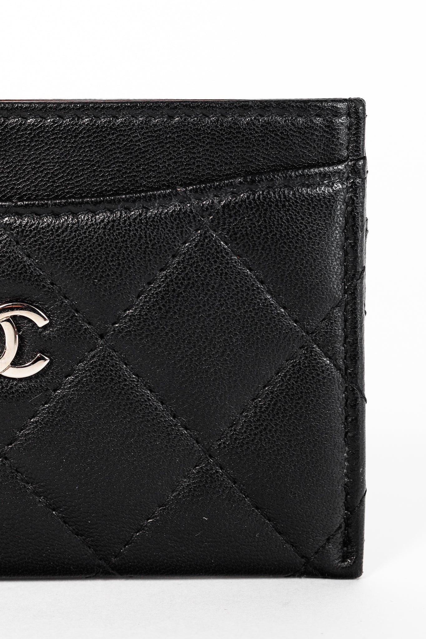 Chanel Black Lambskin Leather Quilted CC Card Holder