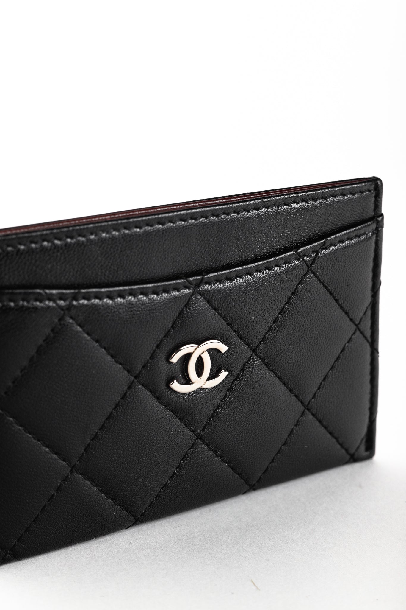 Chanel Black Lambskin Leather Quilted CC Card Holder
