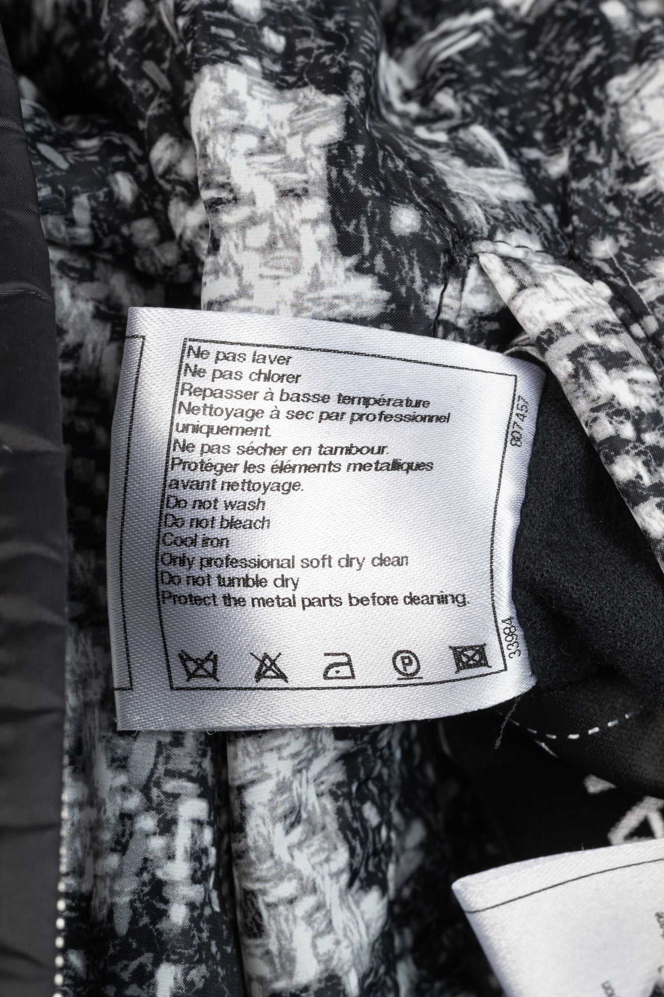 Chanel Reversible Grey Tweed-Printed & Black Nylon Jacket