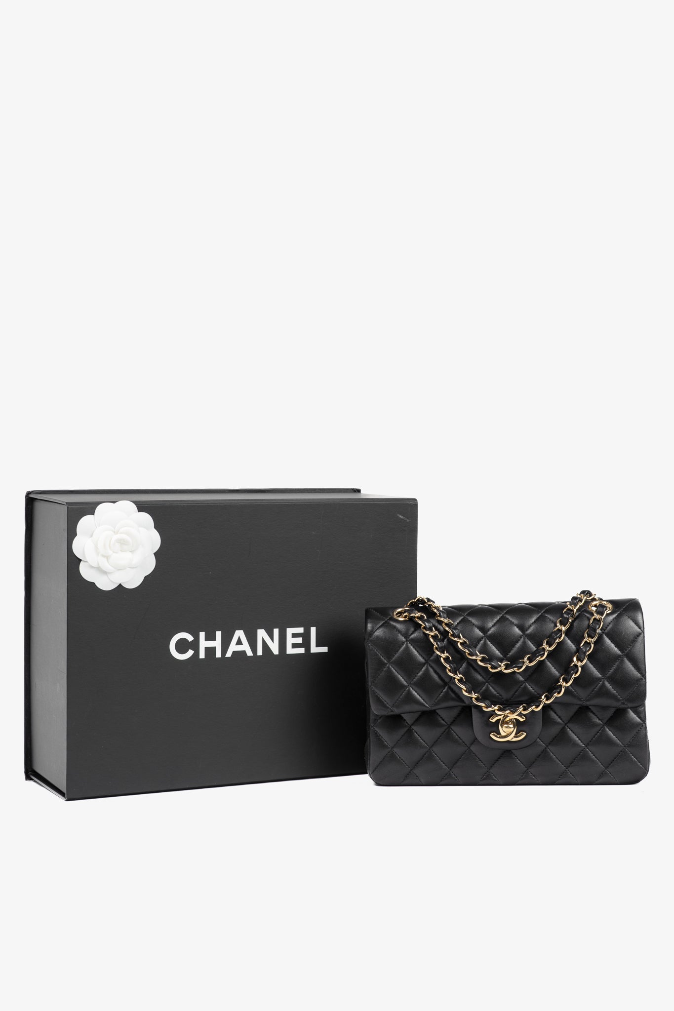Chanel Small Classic Black Lambskin Quilted Double Flap Bag