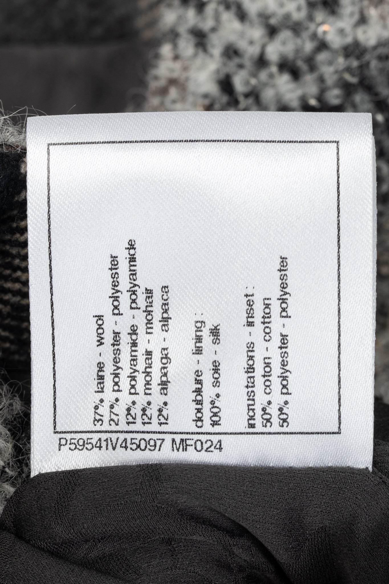 Chanel 18B Grey Metallic-Check Wool Double-Breasted Jacket