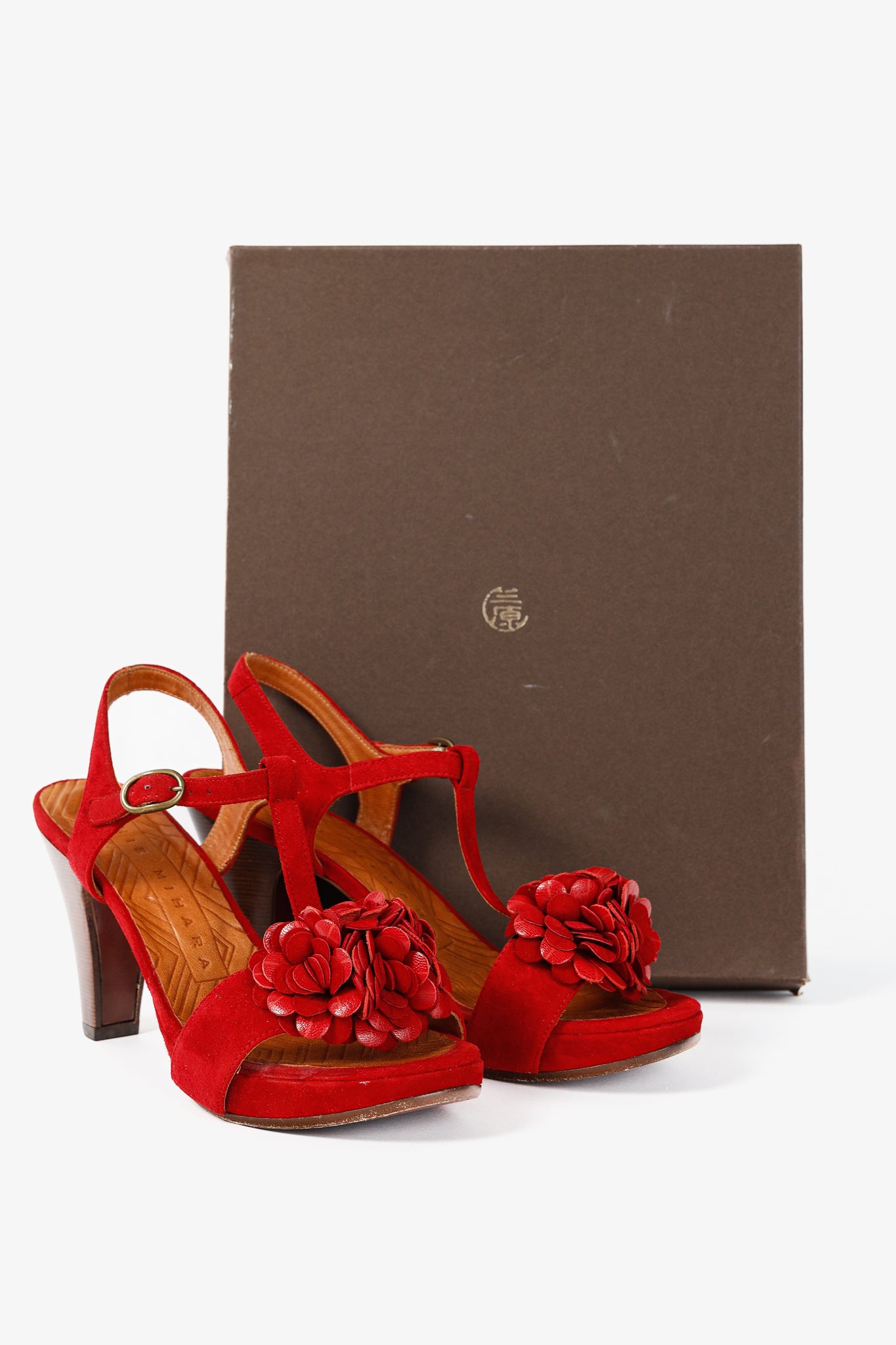 Chie Mihara Xifon Rojo Suede Rosette Sandals