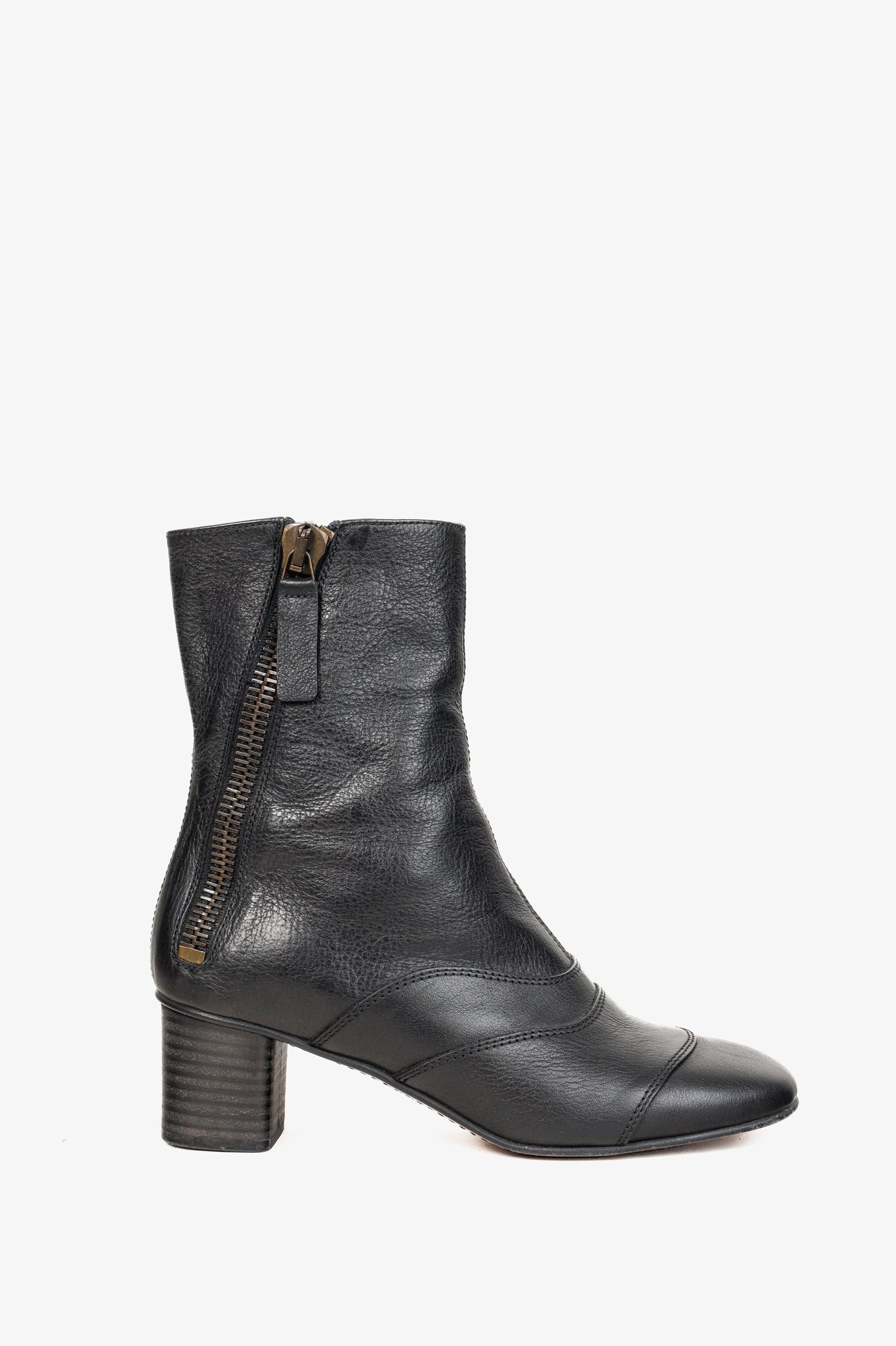 Chloe Lexie Black Leather Zipper Boot Blogger Armoire