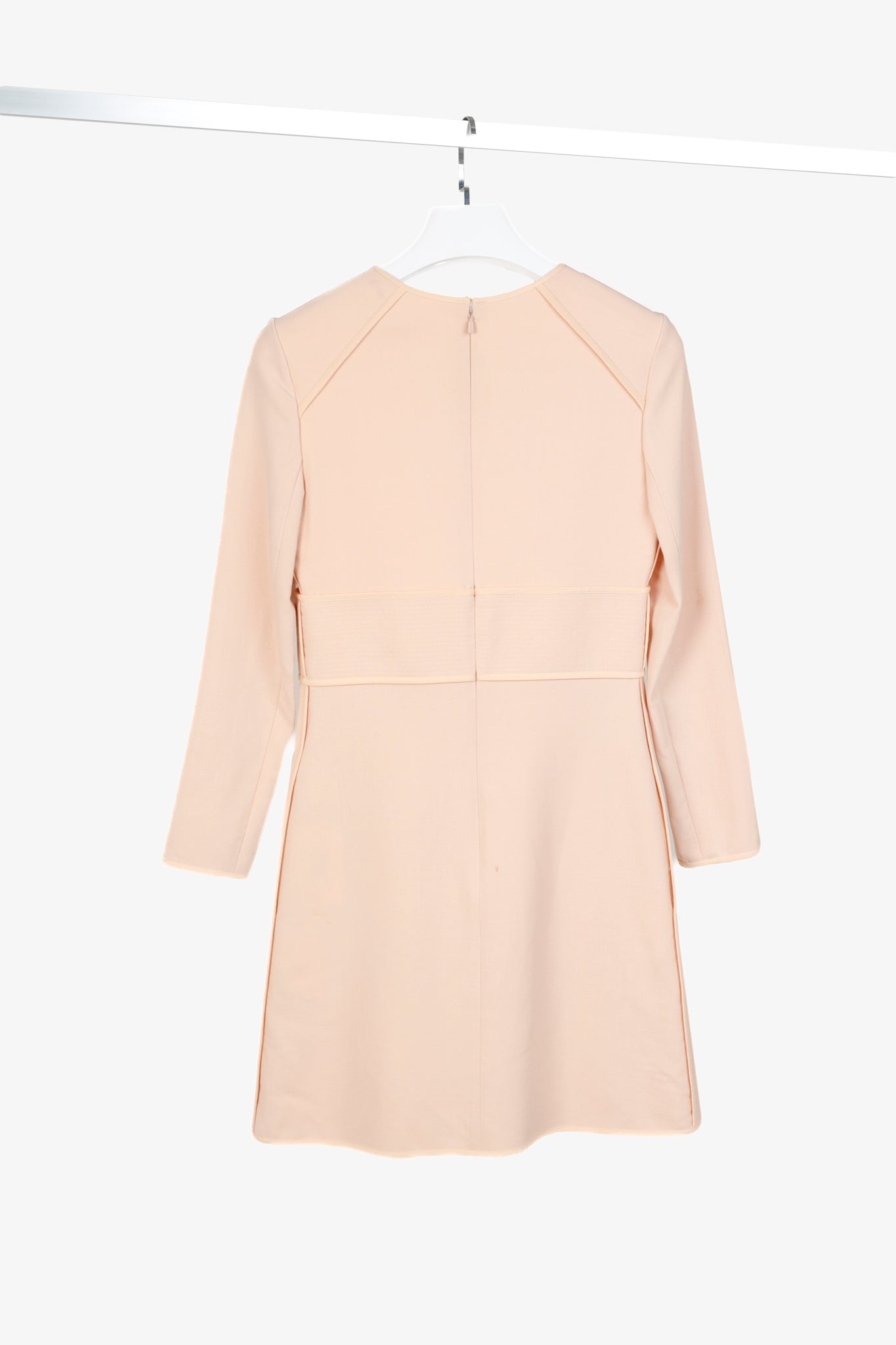 Chloe Brown Delight Wool Piped Long-Sleeve Dress