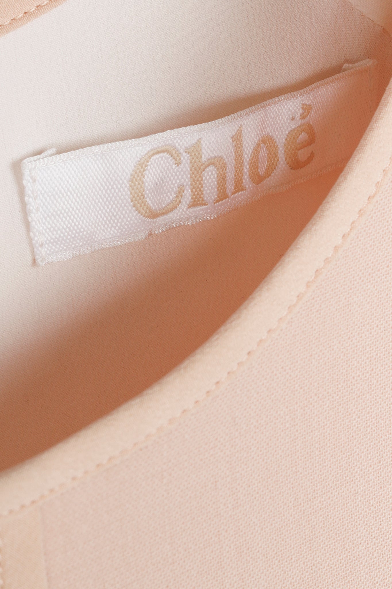 Chloe Brown Delight Wool Piped Long-Sleeve Dress